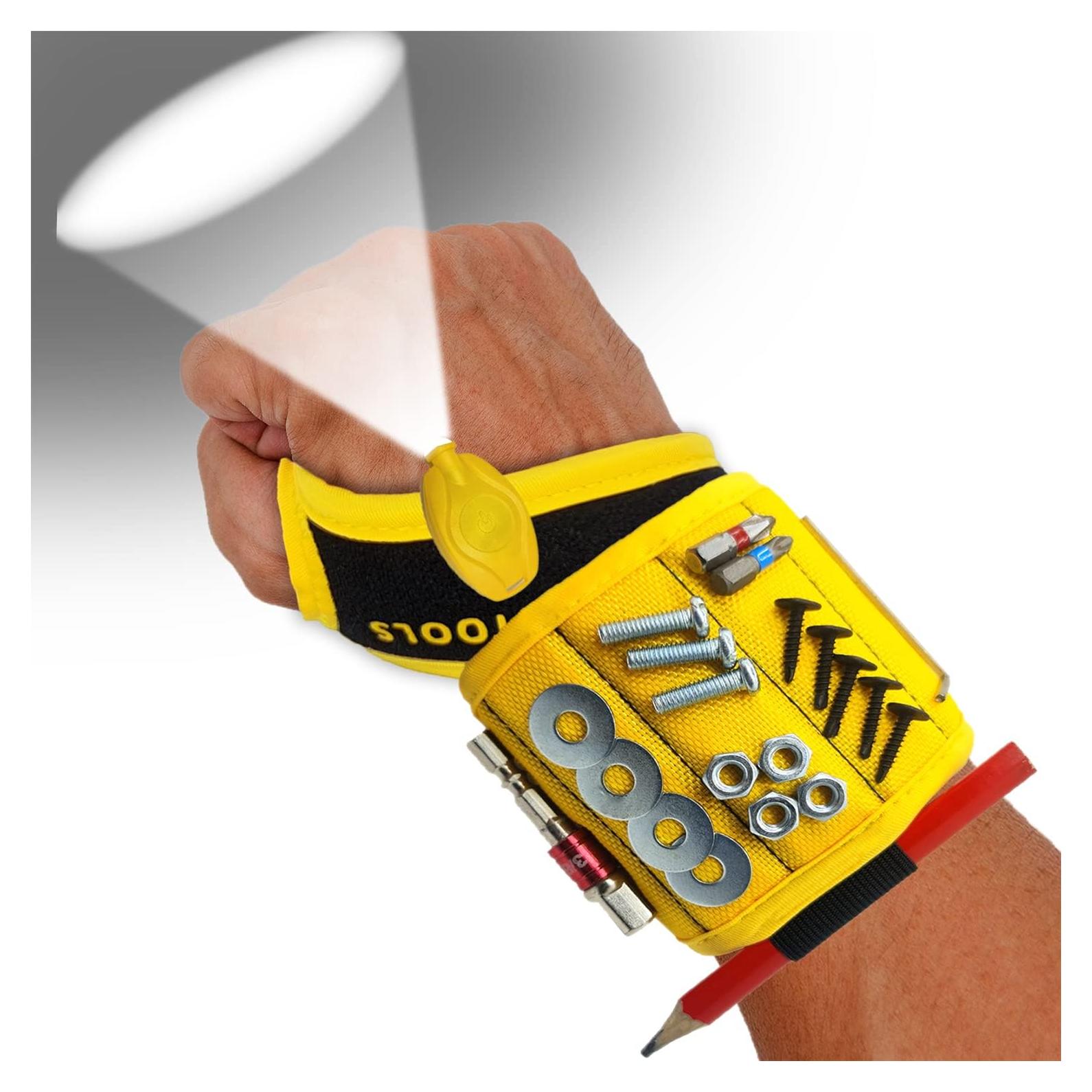 Pulsera Magnética MEBTOOLS con Linterna y Cinta Métrica 1.5m