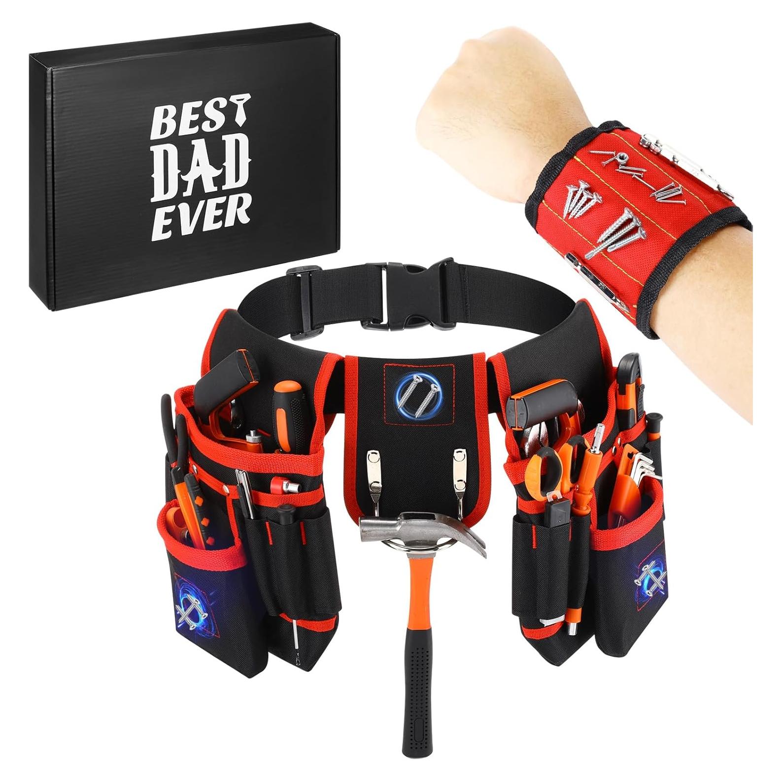 Cinturón de Herramientas Locmeo con Pulsera Magnética 26 Bolsillos