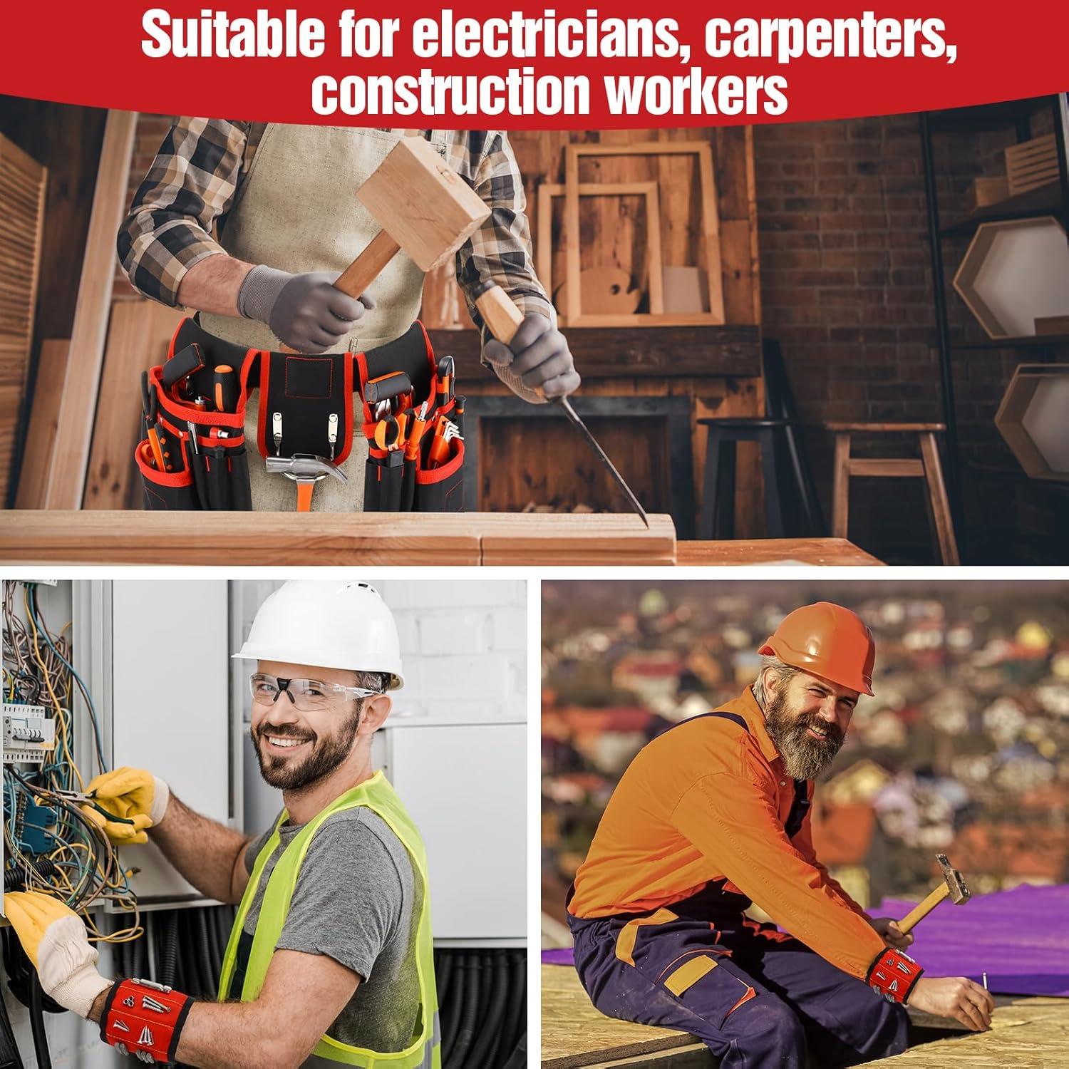 Cinturón de Herramientas Locmeo con Pulsera Magnética 26 Bolsillos