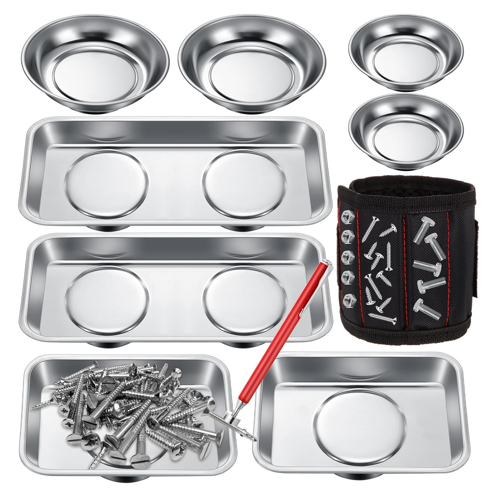 Juego de 10 Bandejas Magnéticas Jingmore - 8 Redondas y Rectangulares