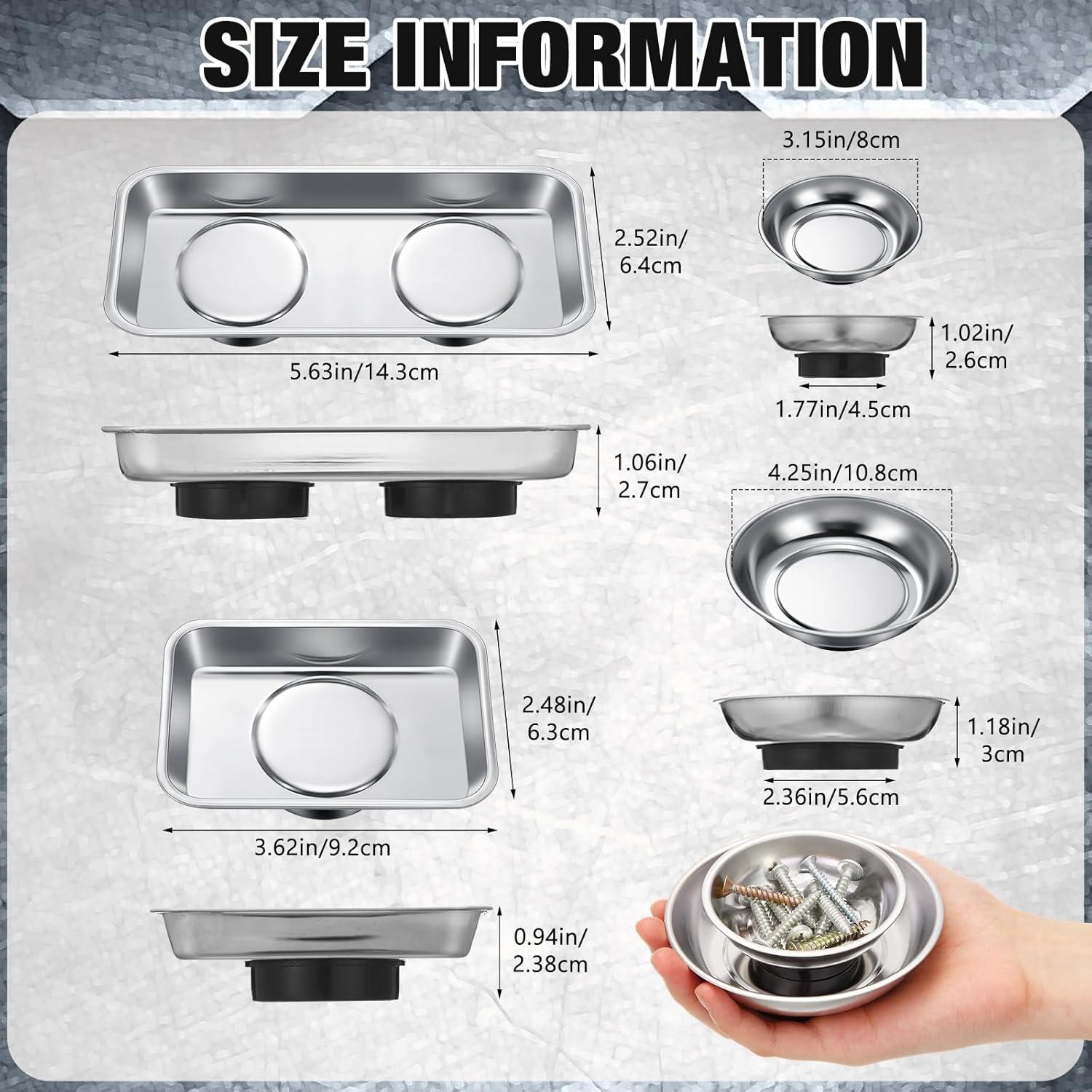 Juego de 10 Bandejas Magnéticas Jingmore - 8 Redondas y Rectangulares