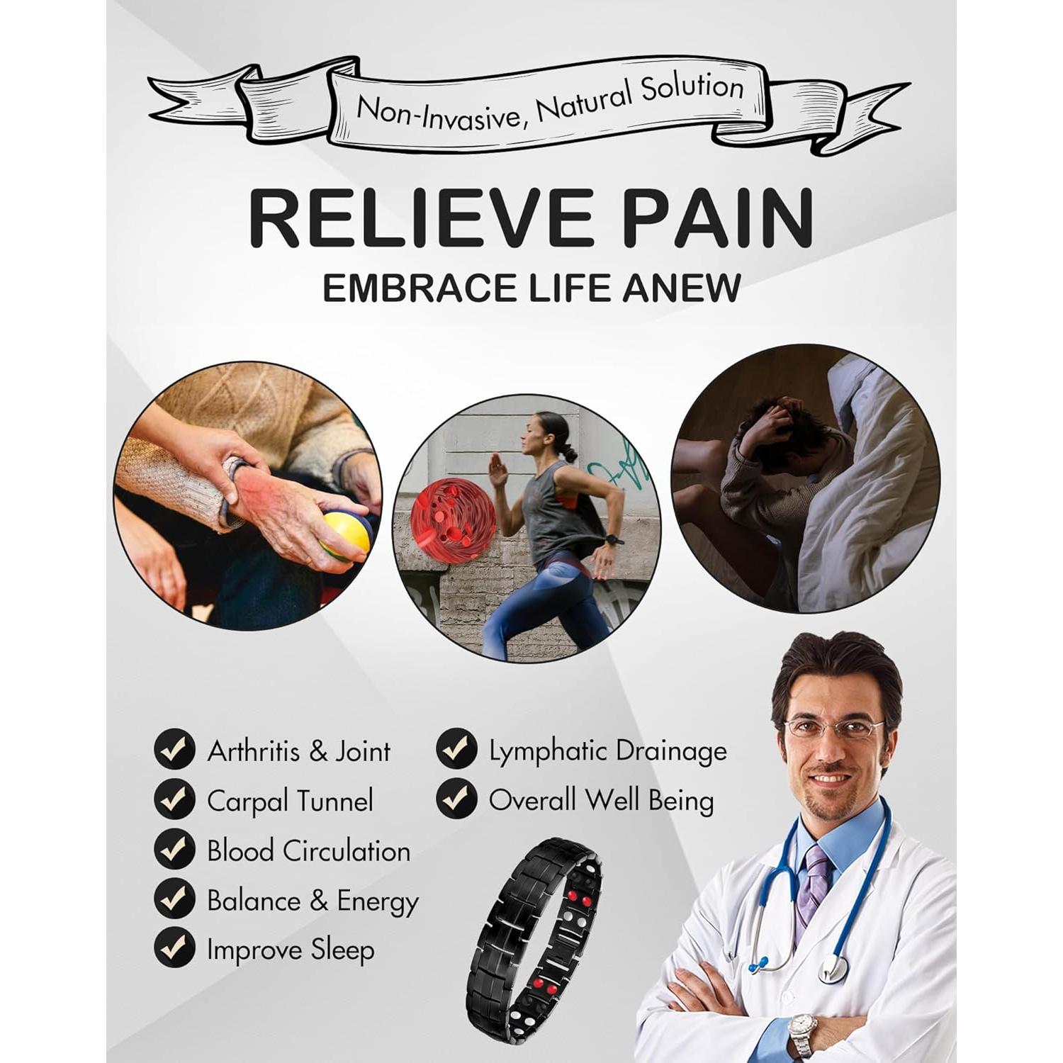 Pulsera Magnética de Acero de Titanio para Hombres - 22 cm