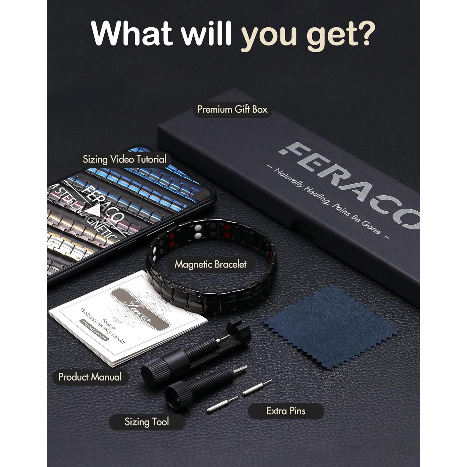 Pulsera Magnética de Acero de Titanio para Hombres - 22 cm