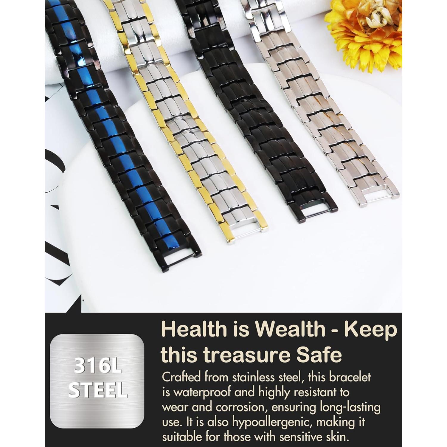 Pulsera Magnética de Acero de Titanio para Hombres - 22 cm