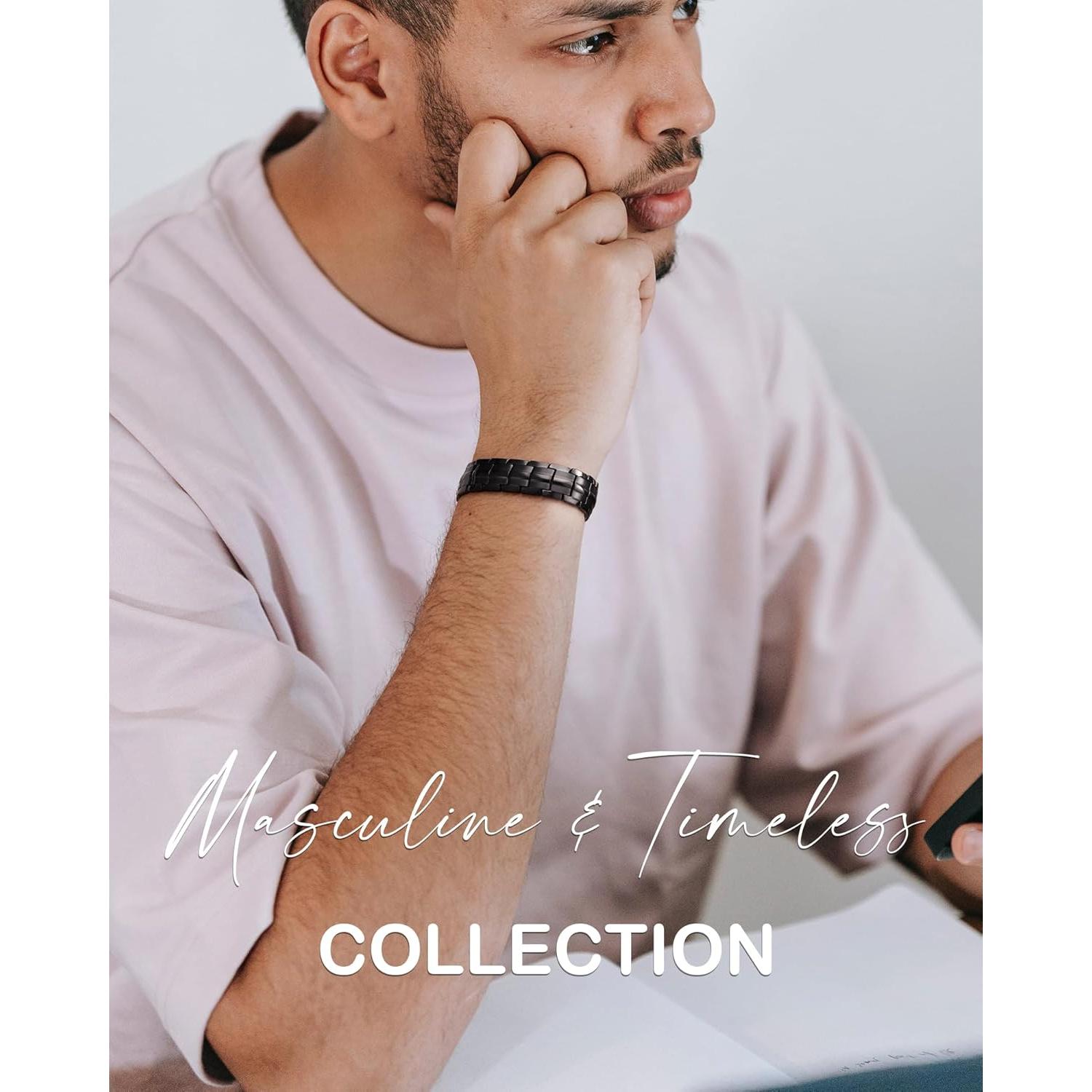 Pulsera Magnética de Acero de Titanio para Hombres - 22 cm