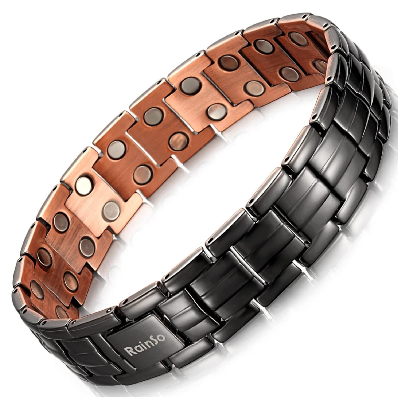 Pulsera Magnética de Cobre Negro Mate RainSo 22.5 cm Ajustable
