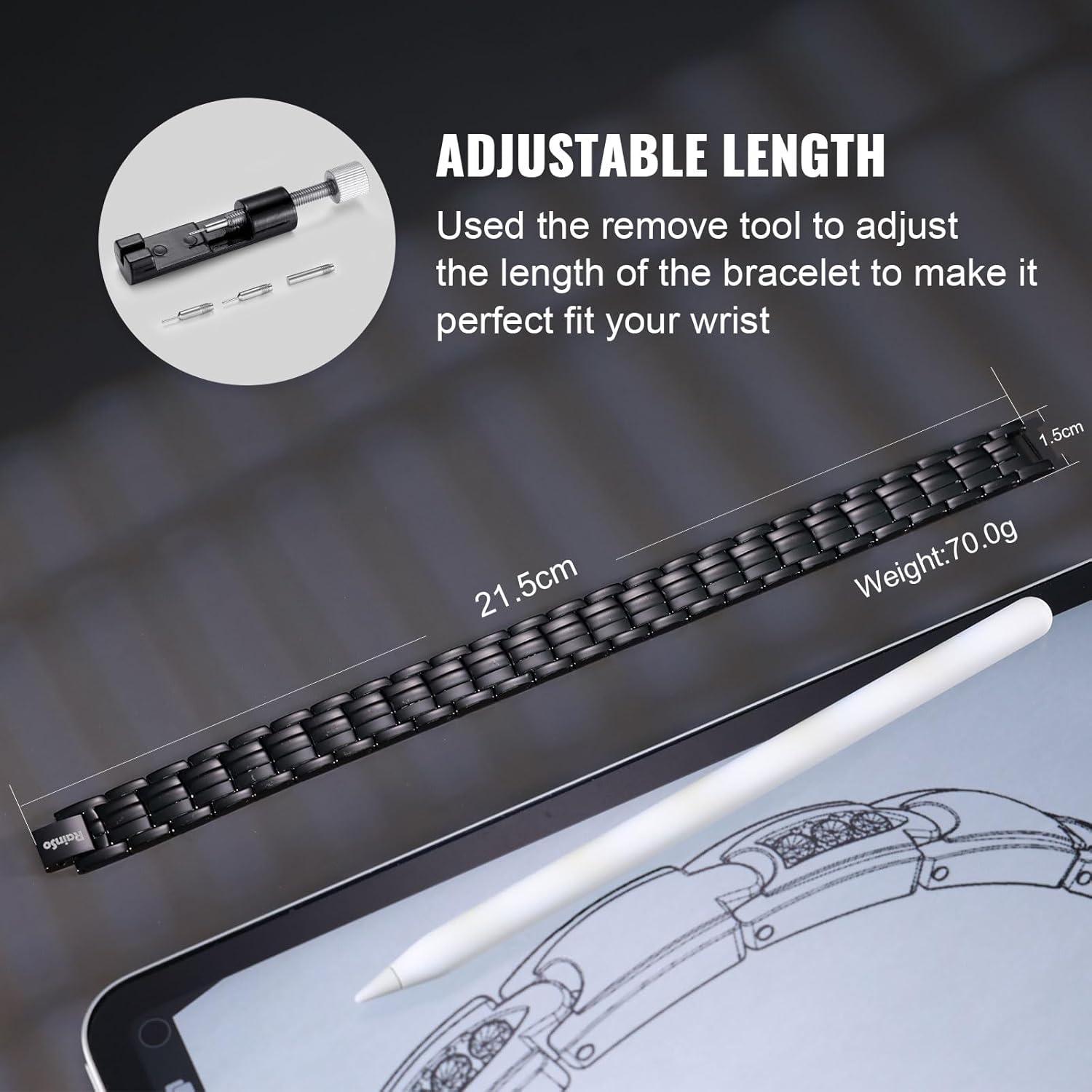 Pulsera Magnética de Cobre Negro Mate RainSo 22.5 cm Ajustable