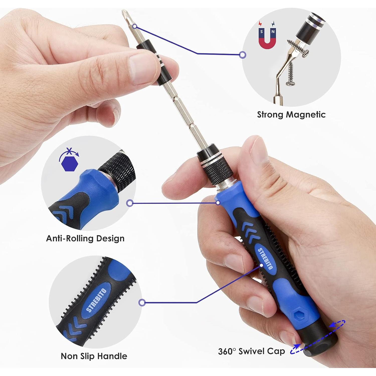 STREBITO Kit de Destornilladores 79 en 1 con 58 Puntas