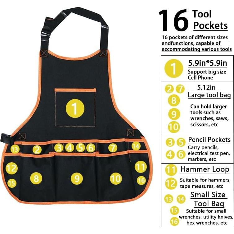 Conjunto de Delantal y Pulsera Magnética CACUINA - 16 Bolsillos