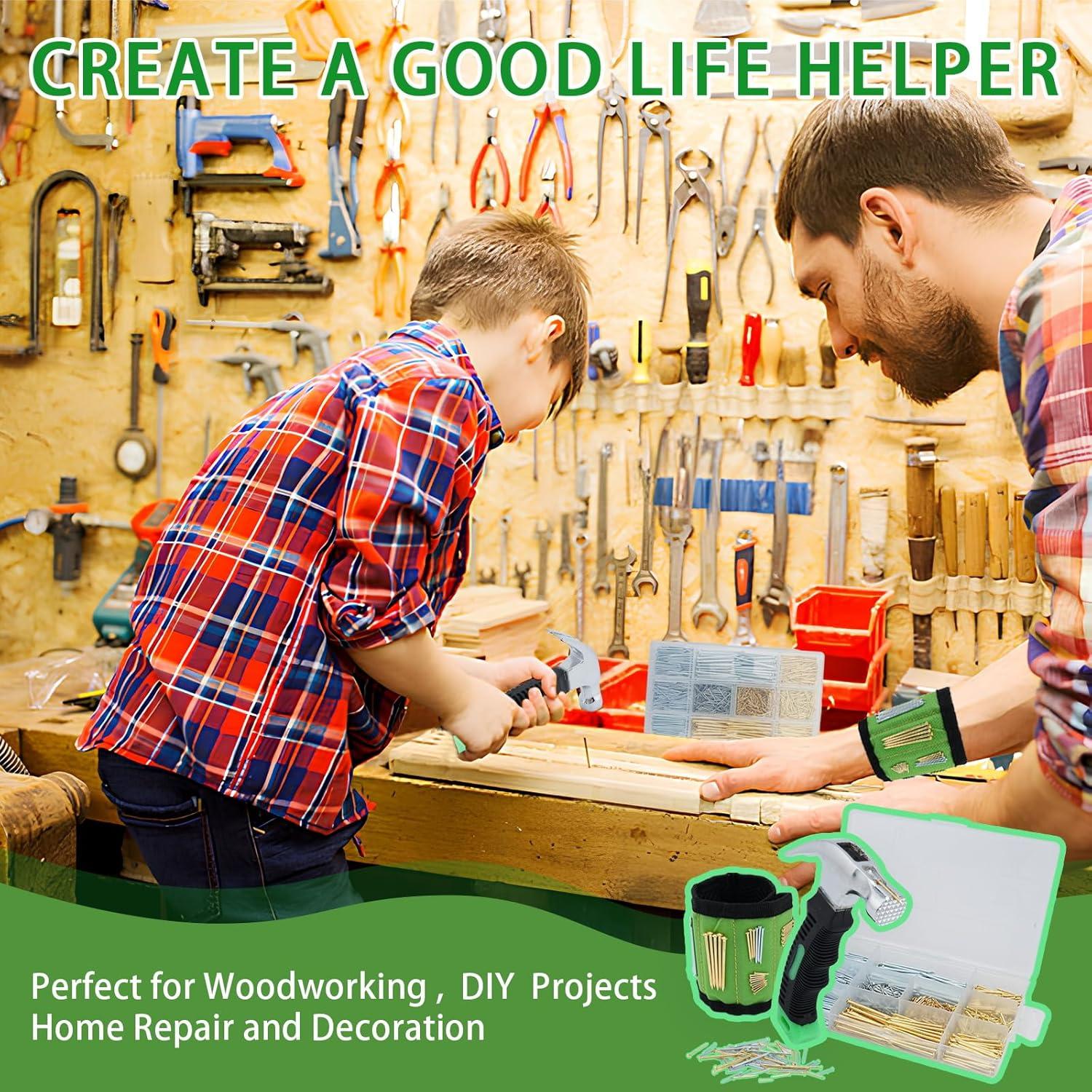 Kit de Clavos TOYIEW 1002 Piezas con Martillo y Muñequera