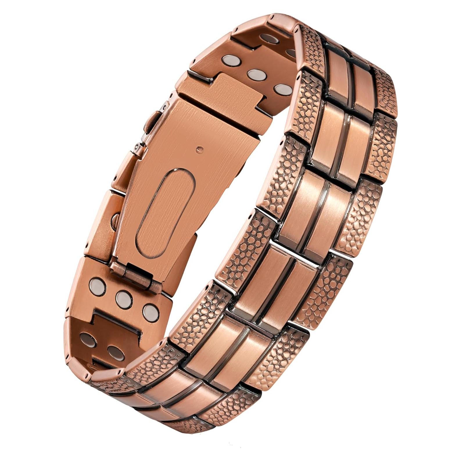 Pulsera Magnética de Cobre Jecanori 3X para Hombres - Estilo Texturizado