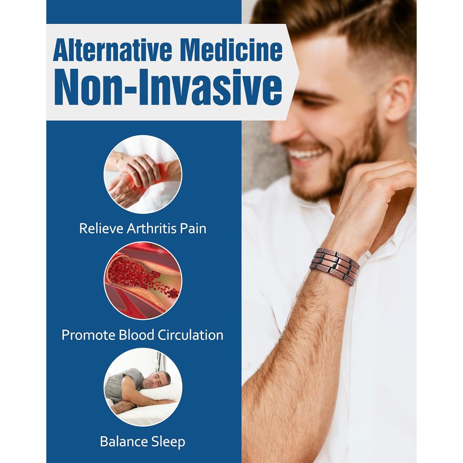 Pulsera Magnética de Cobre Jecanori 3X para Hombres - Estilo Texturizado