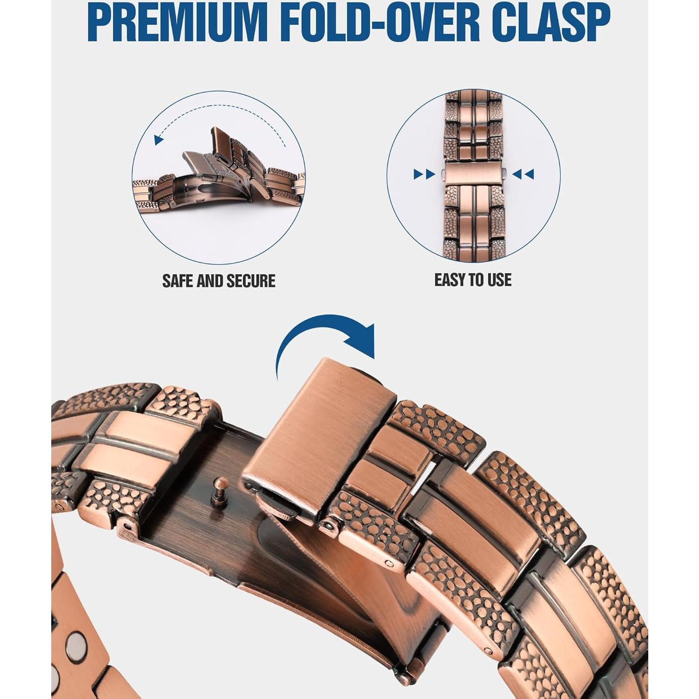 Pulsera Magnética de Cobre Jecanori 3X para Hombres - Estilo Texturizado