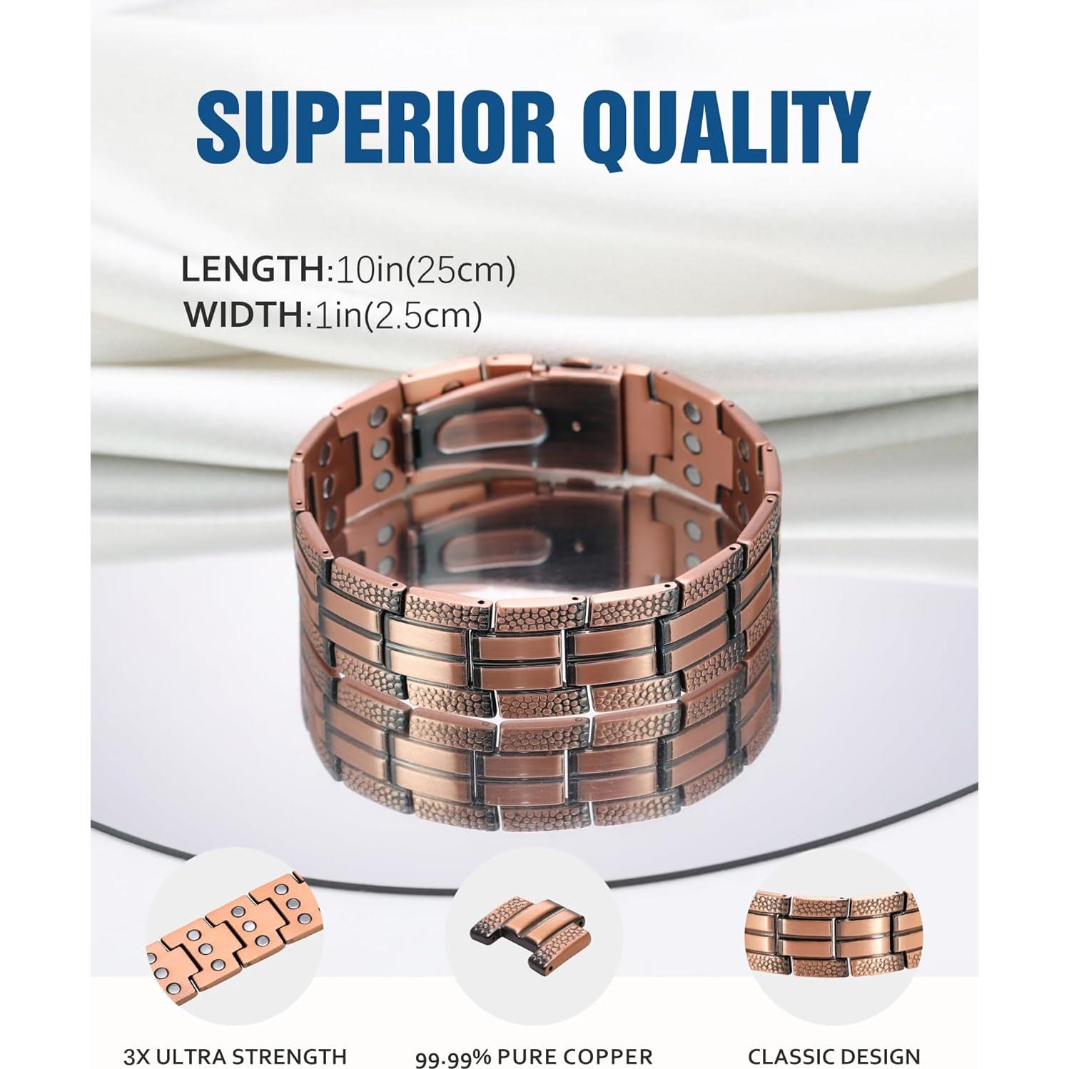 Pulsera Magnética de Cobre Jecanori 3X para Hombres - Estilo Texturizado