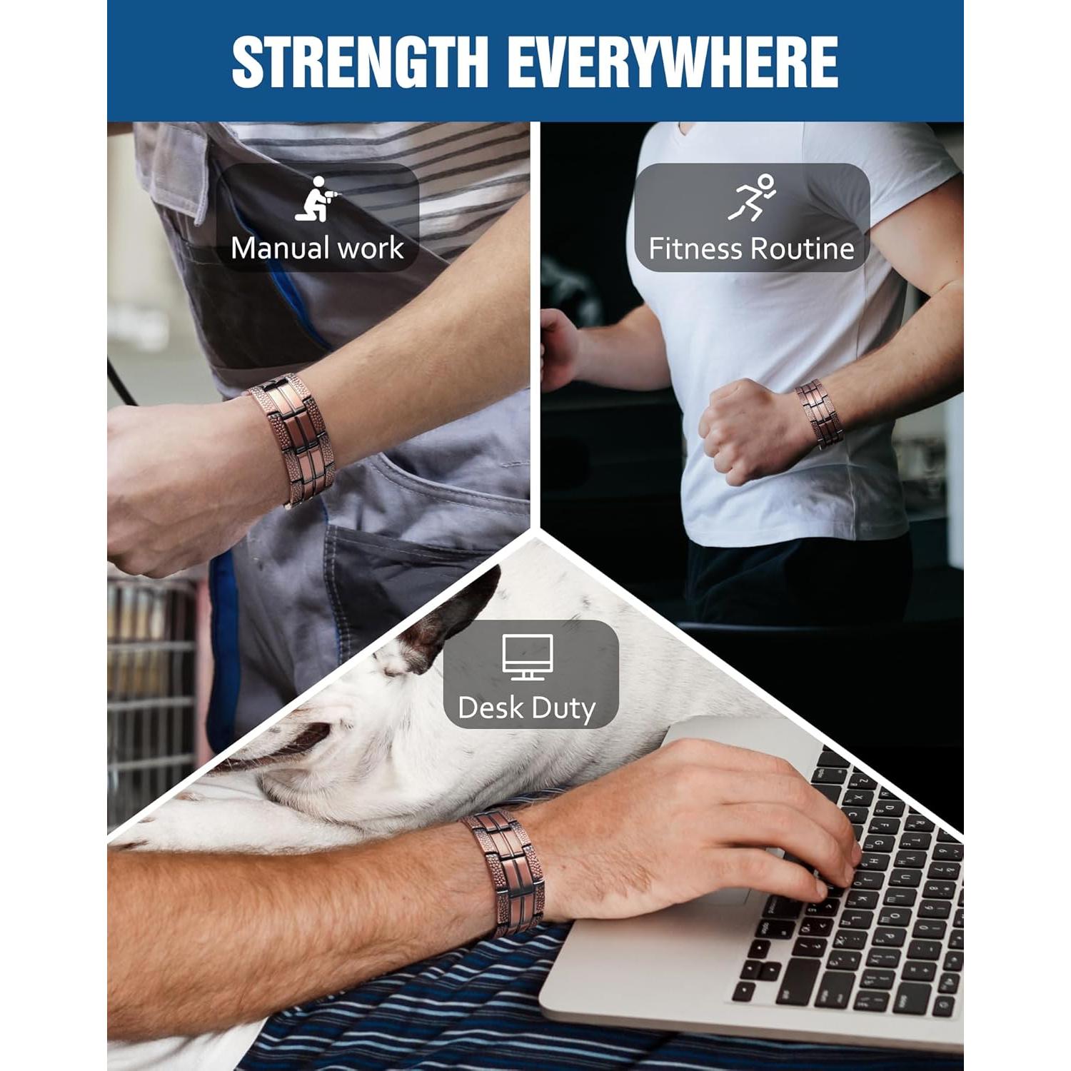 Pulsera Magnética de Cobre Jecanori 3X para Hombres - Estilo Texturizado