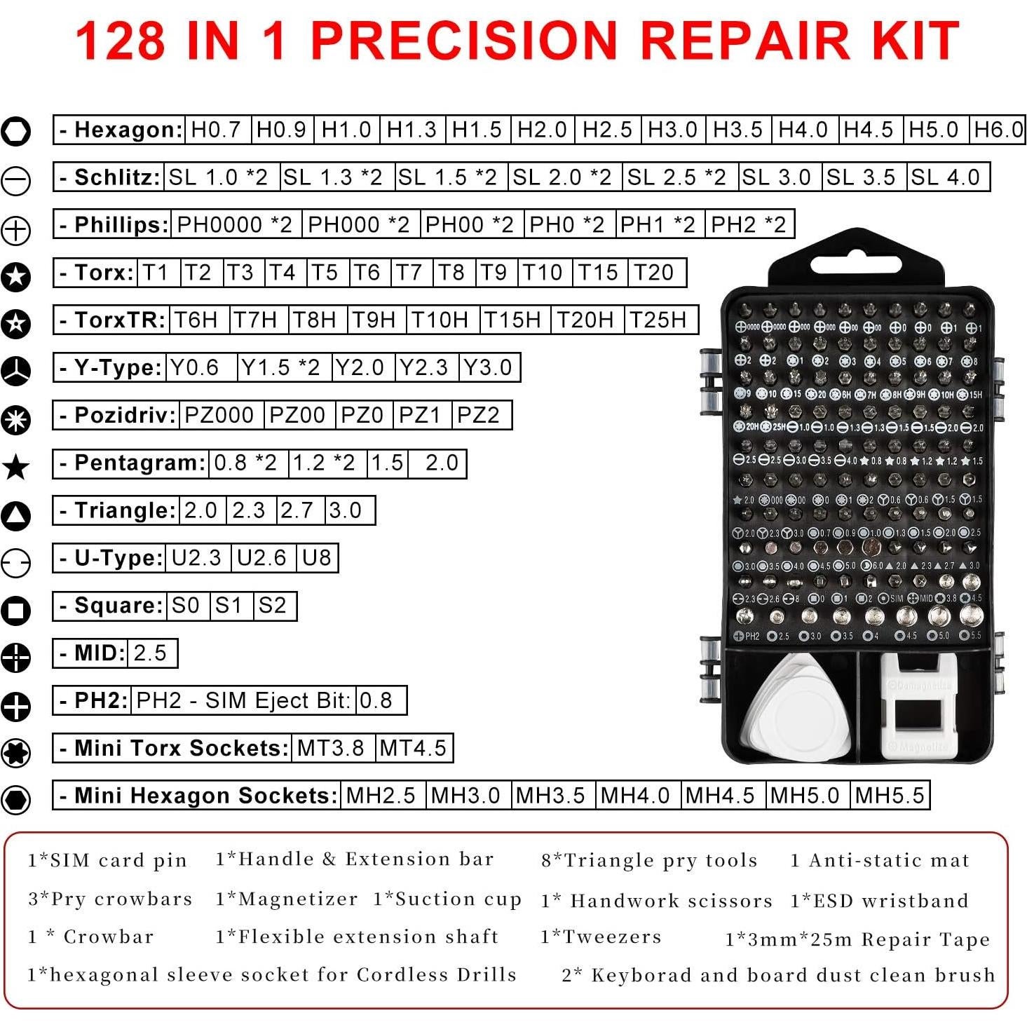 Juego de Destornilladores de Precisión ZinonMax con Alfombrilla ESD