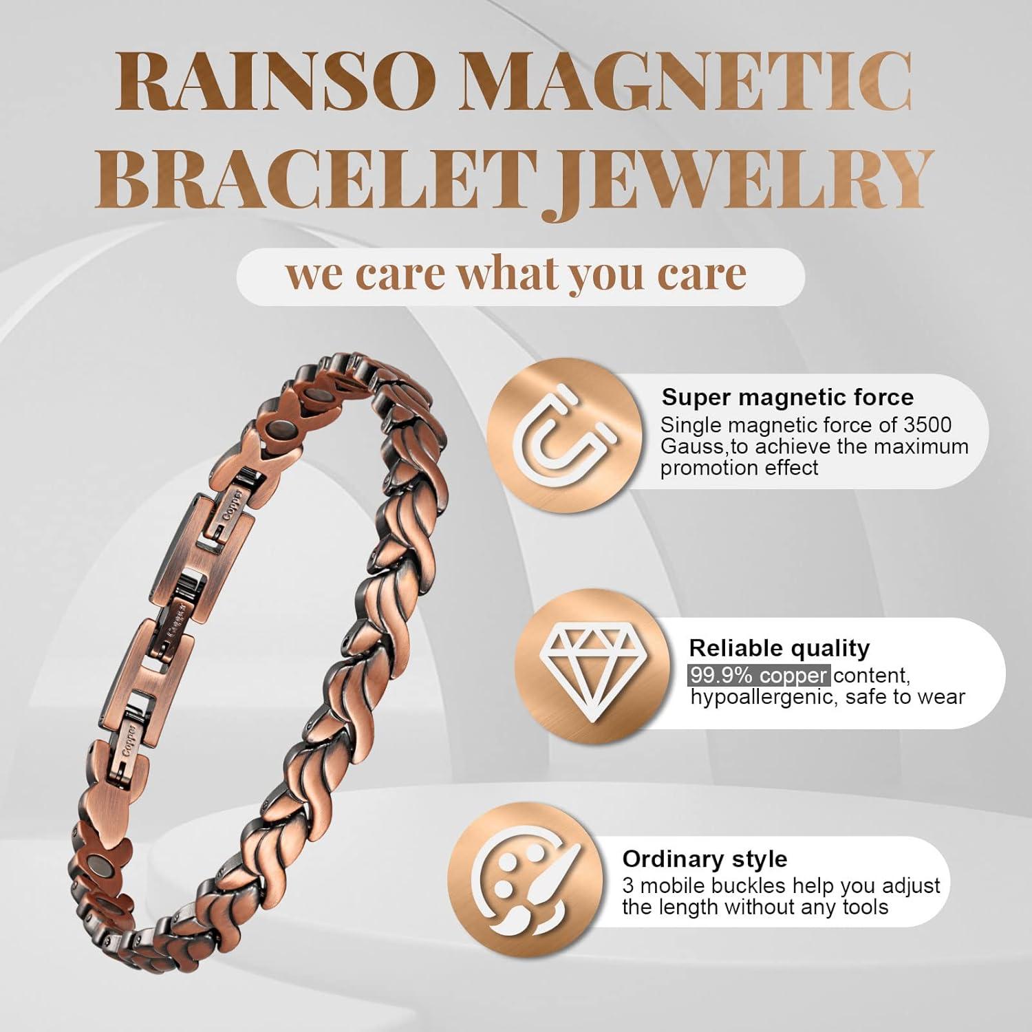 Pulsera Magnética de Cobre RainSo para Mujeres 99.9% Pura