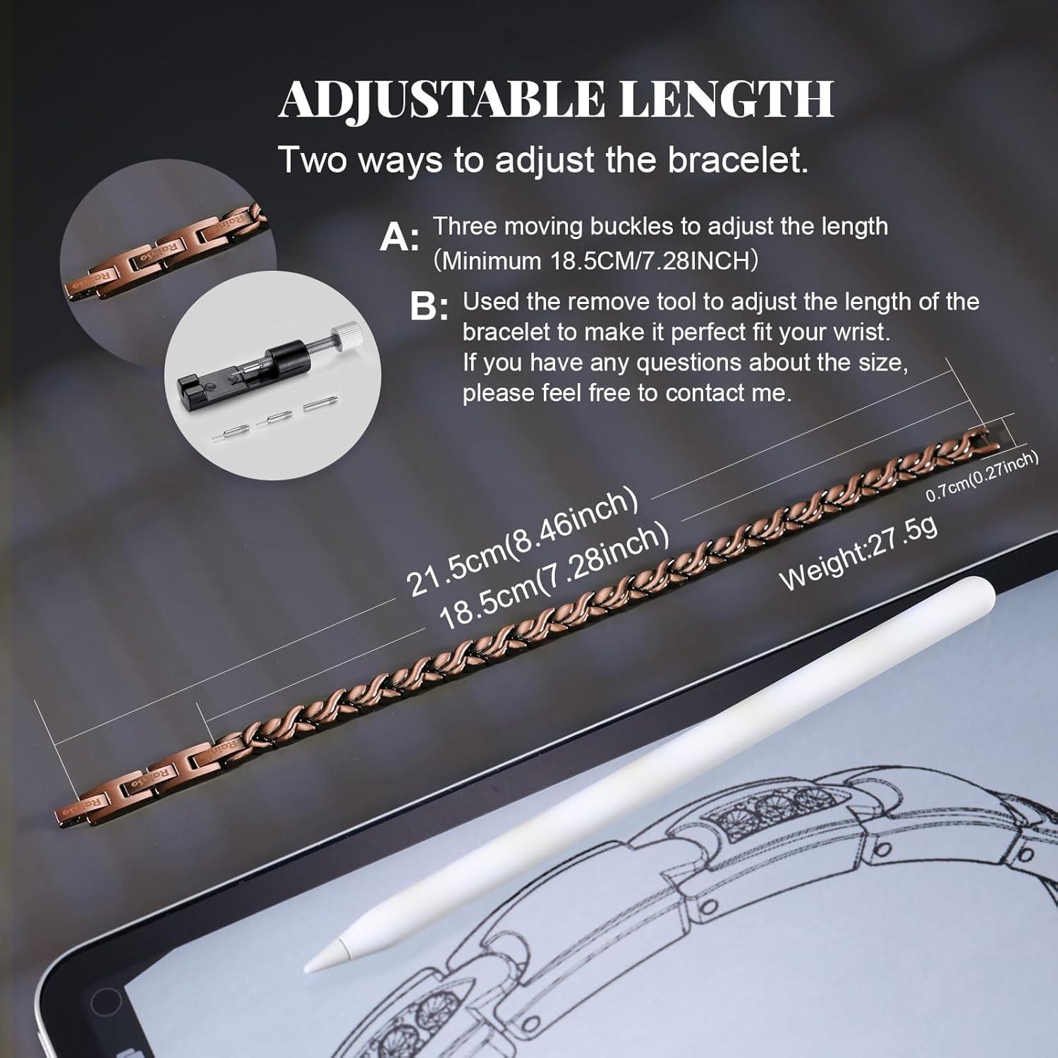 Pulsera Magnética de Cobre RainSo para Mujeres 99.9% Pura