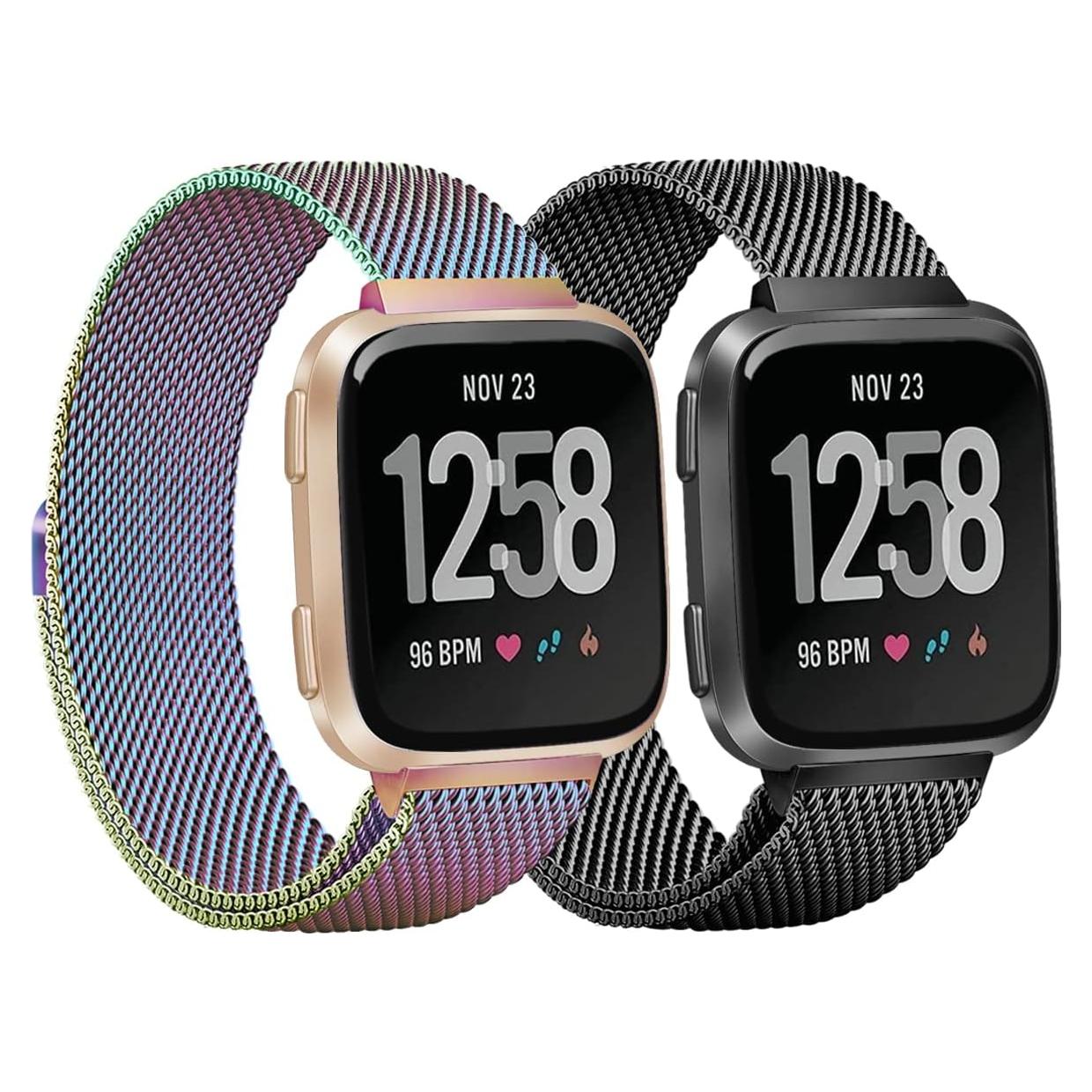 Paquete de 2 bandas de metal Afoskce para Fitbit Inspire 2