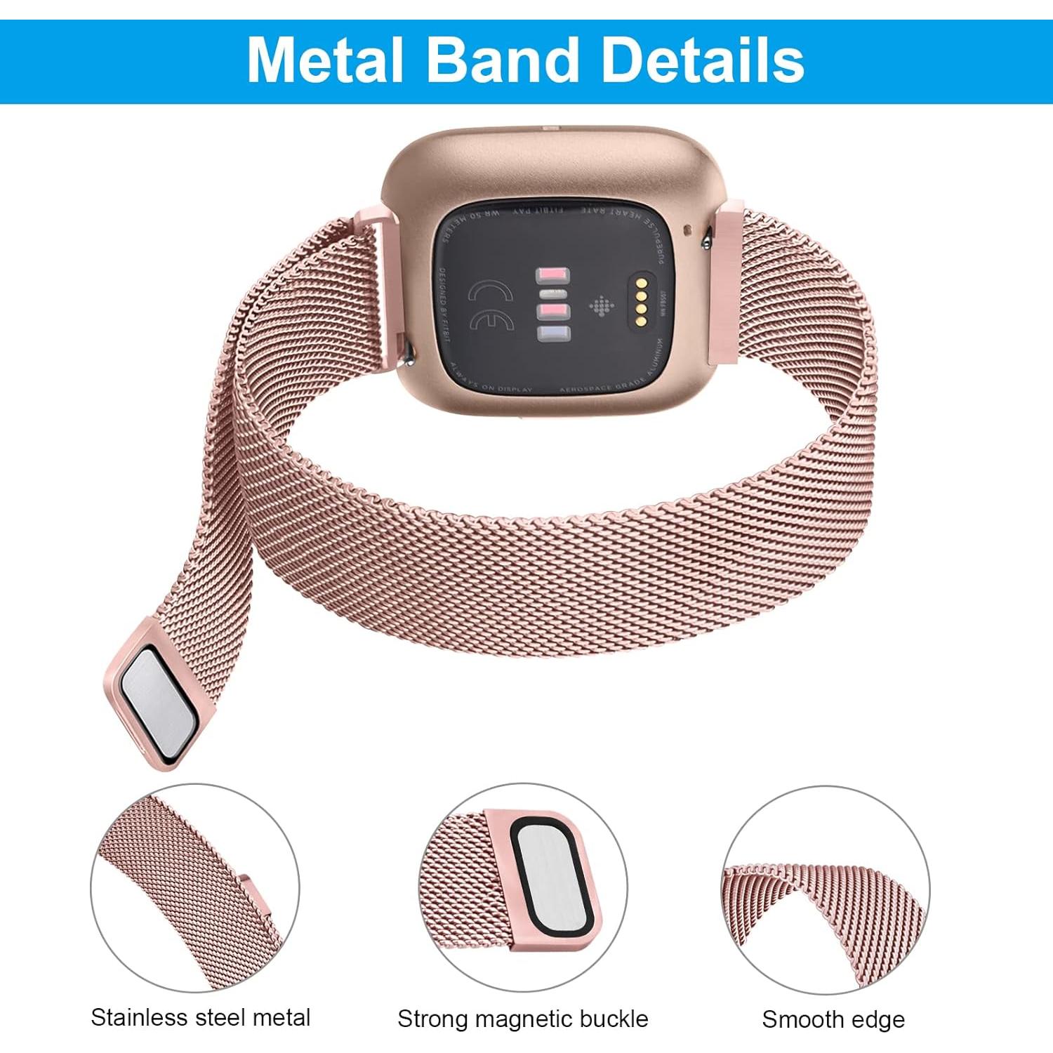 Paquete de 2 bandas de metal Afoskce para Fitbit Inspire 2