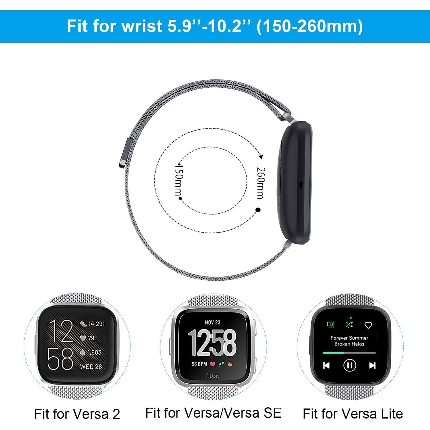 Paquete de 2 bandas de metal Afoskce para Fitbit Inspire 2