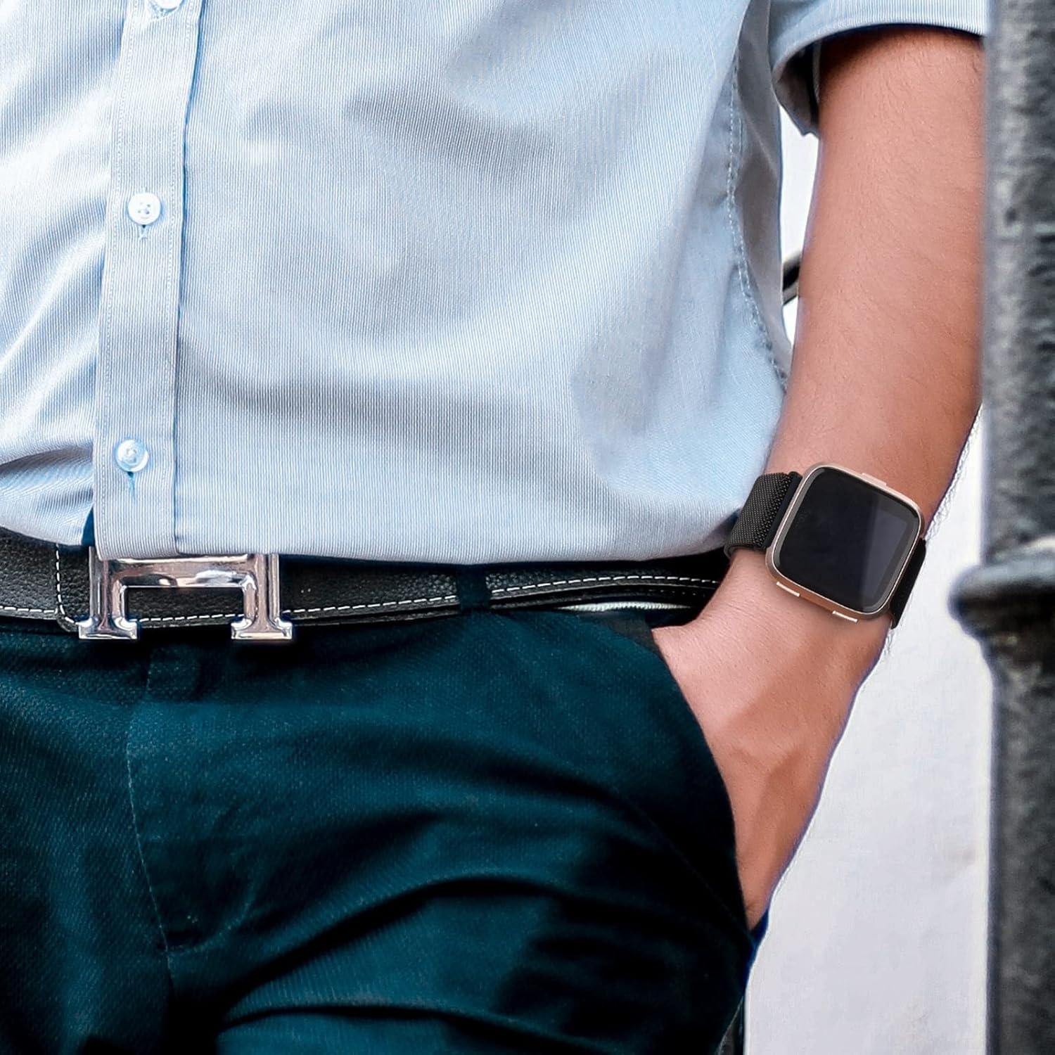 Paquete de 2 bandas de metal Afoskce para Fitbit Inspire 2