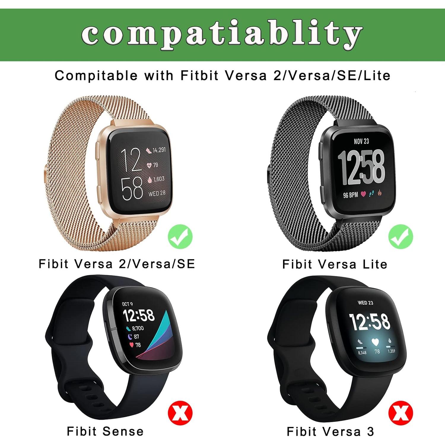 Paquete de 2 bandas de metal Afoskce para Fitbit Inspire 2