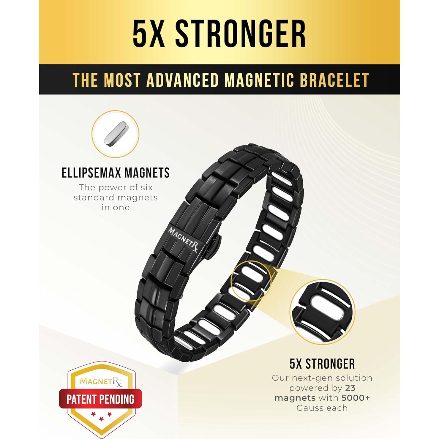 Pulsera Magnética Titanio MagnetRX EllipseMAX 5000 Gauss Negra