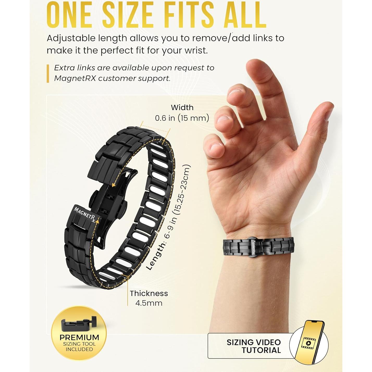 Pulsera Magnética Titanio MagnetRX EllipseMAX 5000 Gauss Negra