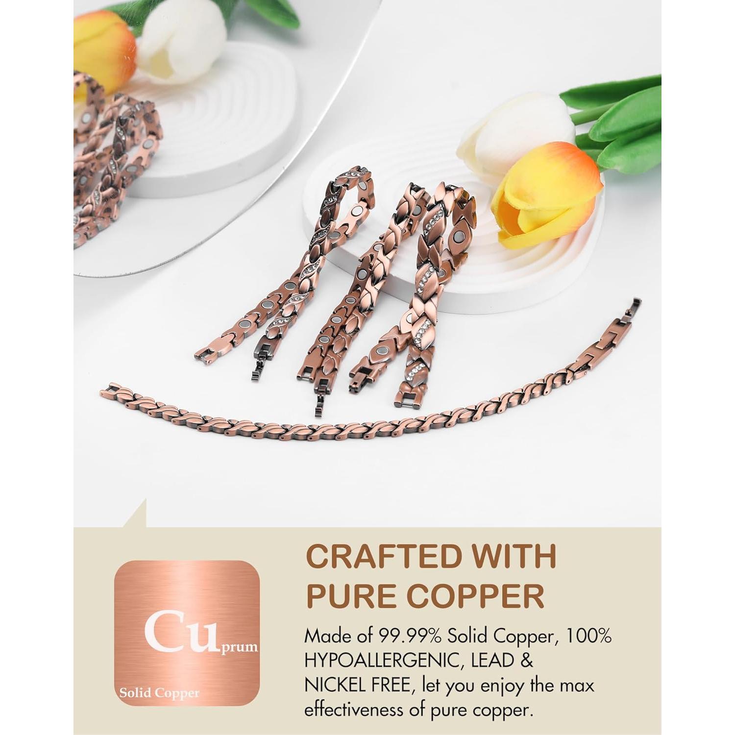 Pulsera Magnética de Cobre Puro Feraco 8mm Unisex