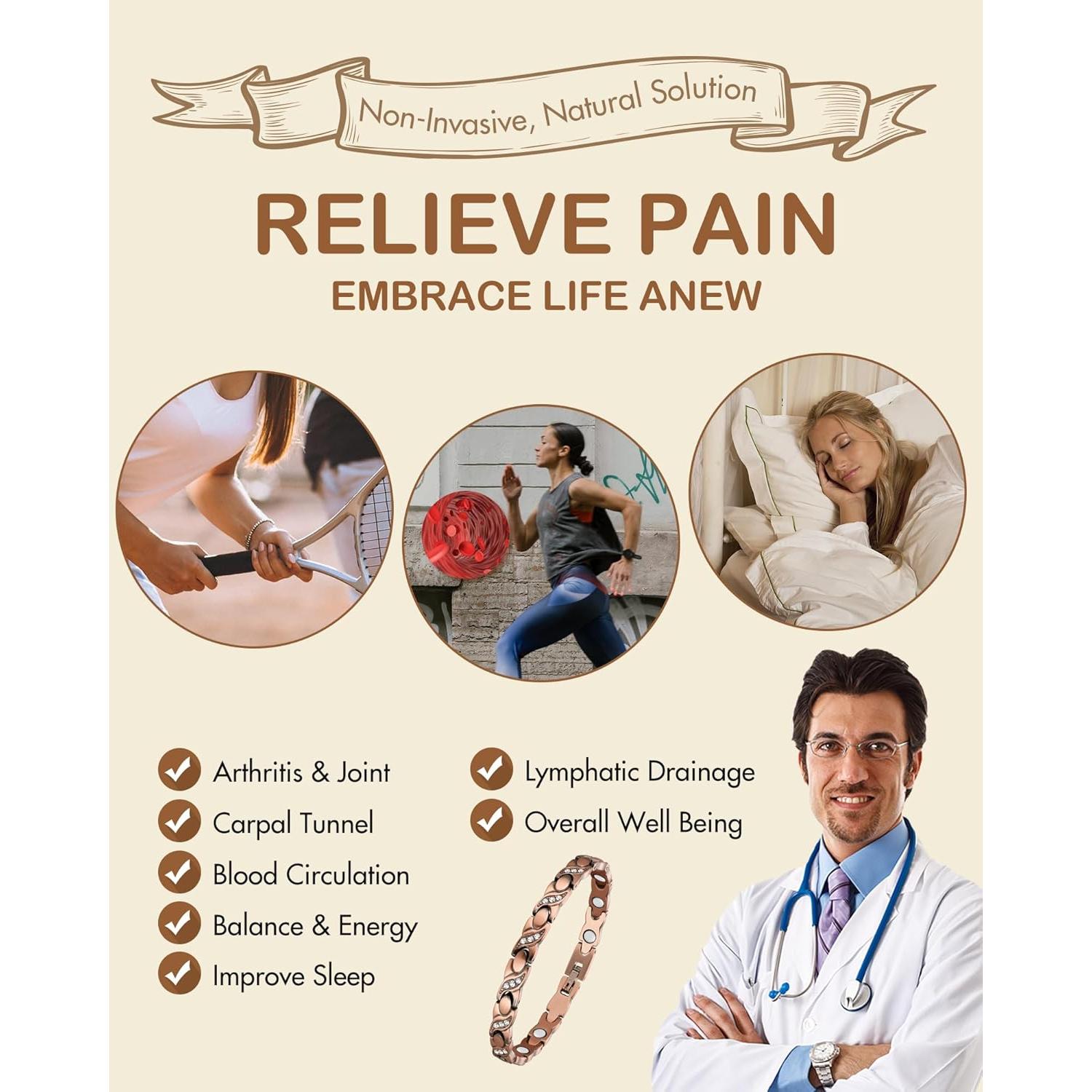 Pulsera Magnética de Cobre Puro Feraco 8mm Unisex