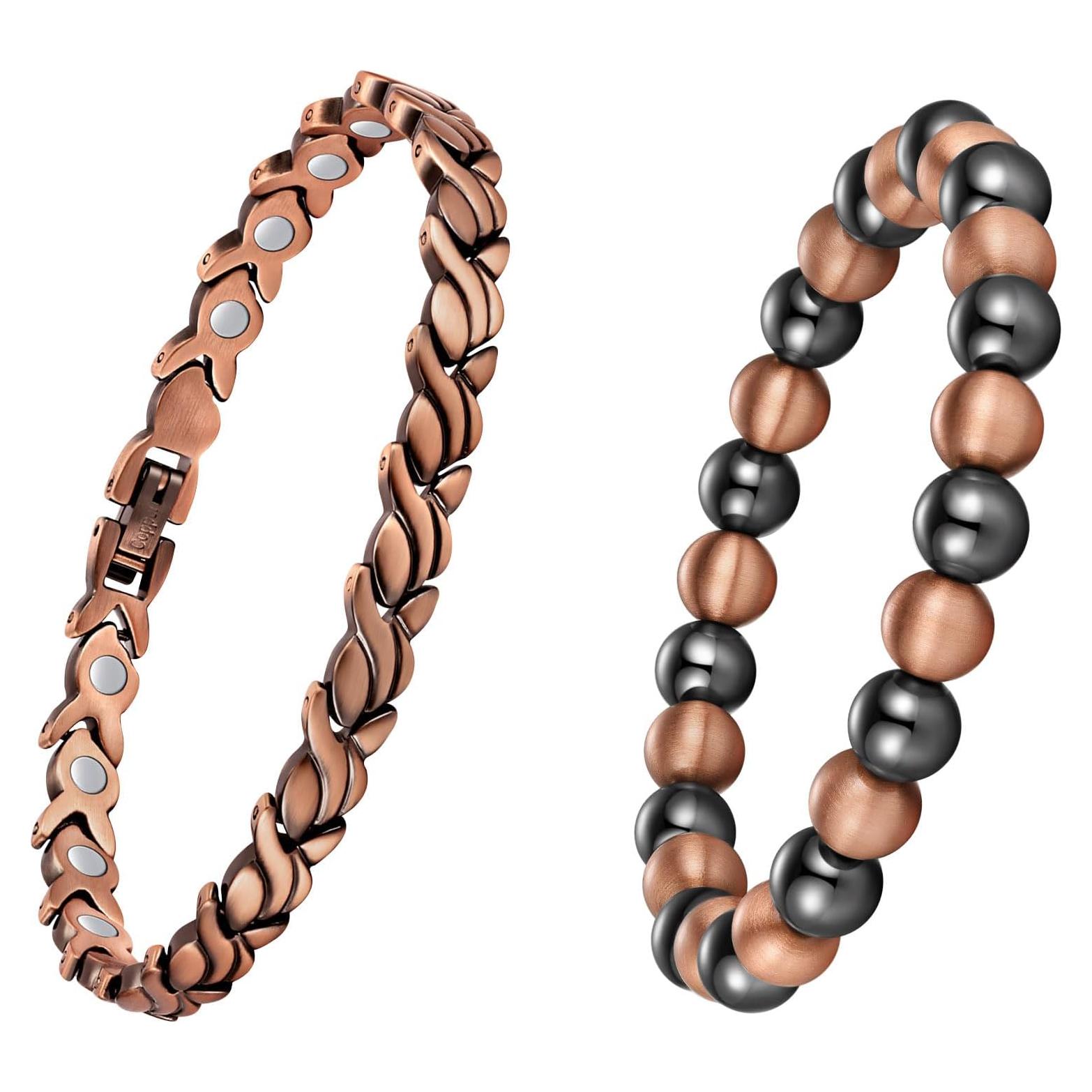 Pulsera Magnética de Cobre Puro Feraco Unisex 8mm 3500 Gauss