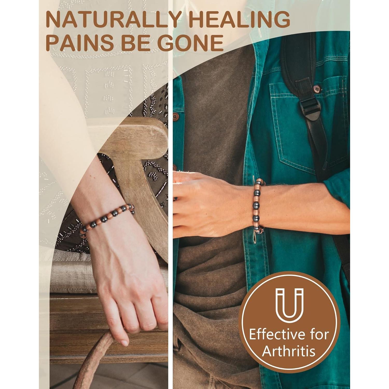 Pulsera Magnética de Cobre Puro Feraco Unisex 8mm 3500 Gauss