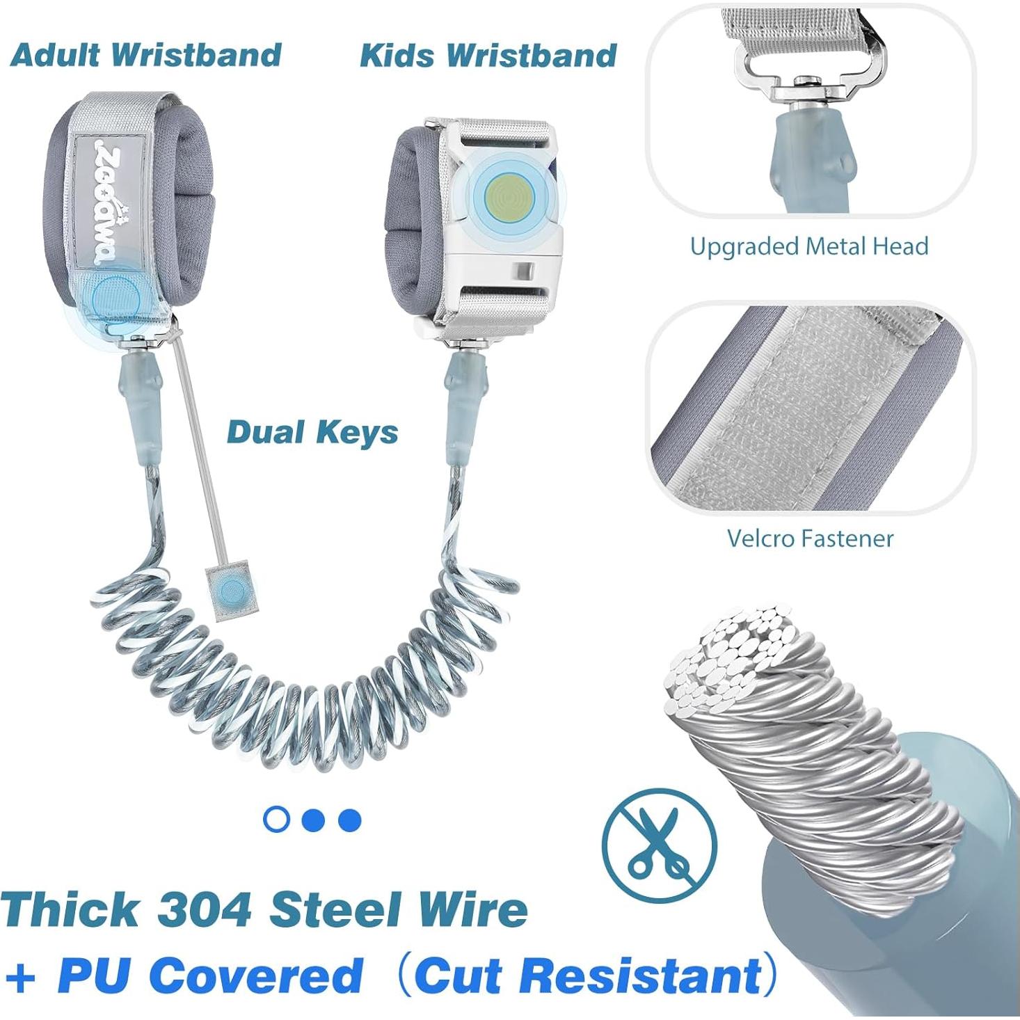 Arnés de Seguridad para Niños Zooawa con Correa Antipérdida Gris