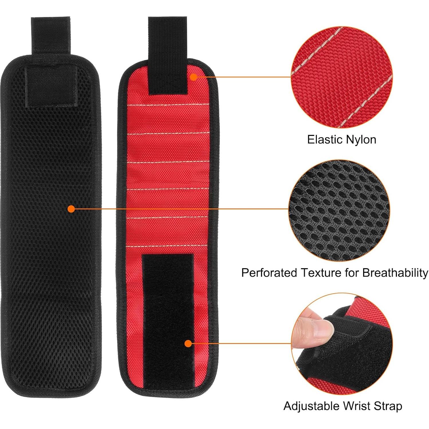 Pulsera Magnética HARFINGTON de Nylon con 15 Imánes - Rojo