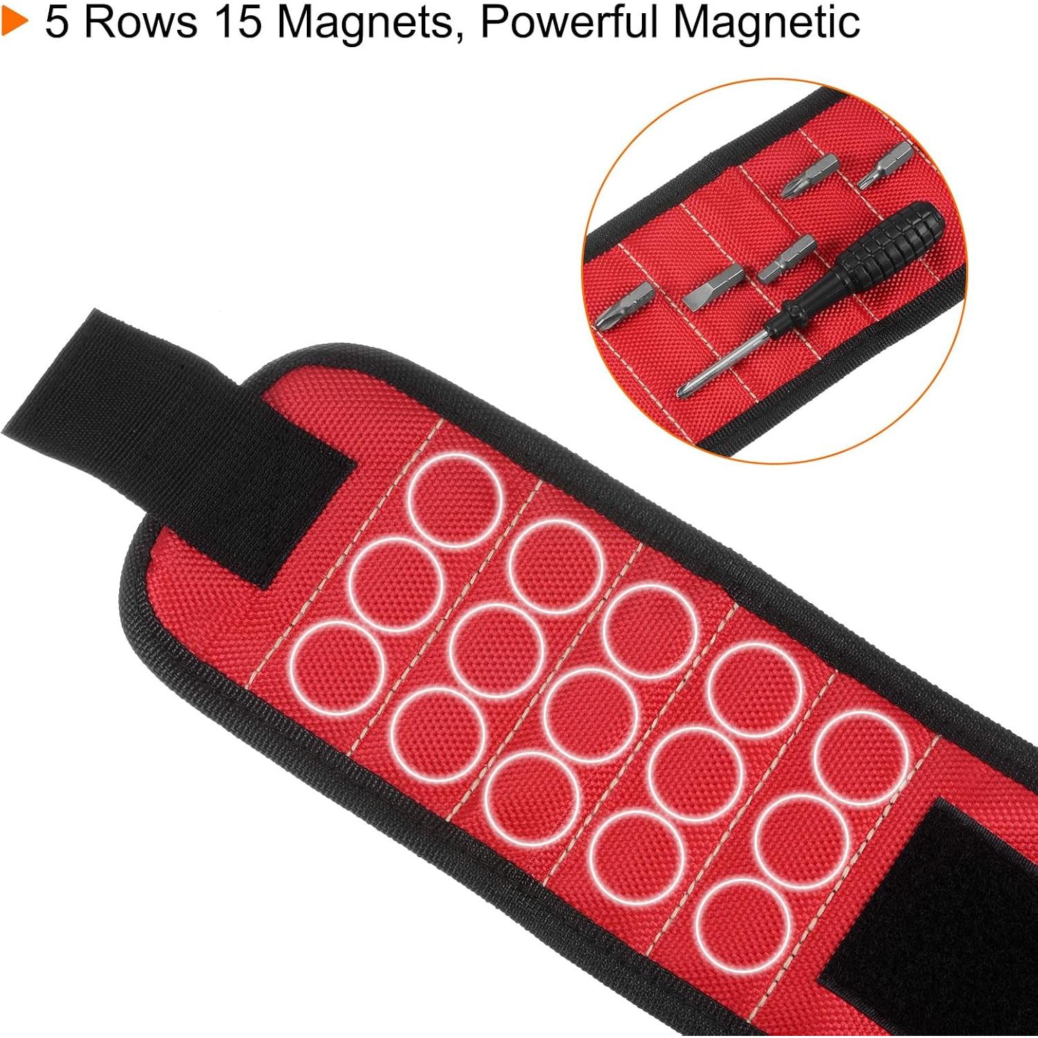 Pulsera Magnética HARFINGTON de Nylon con 15 Imánes - Rojo