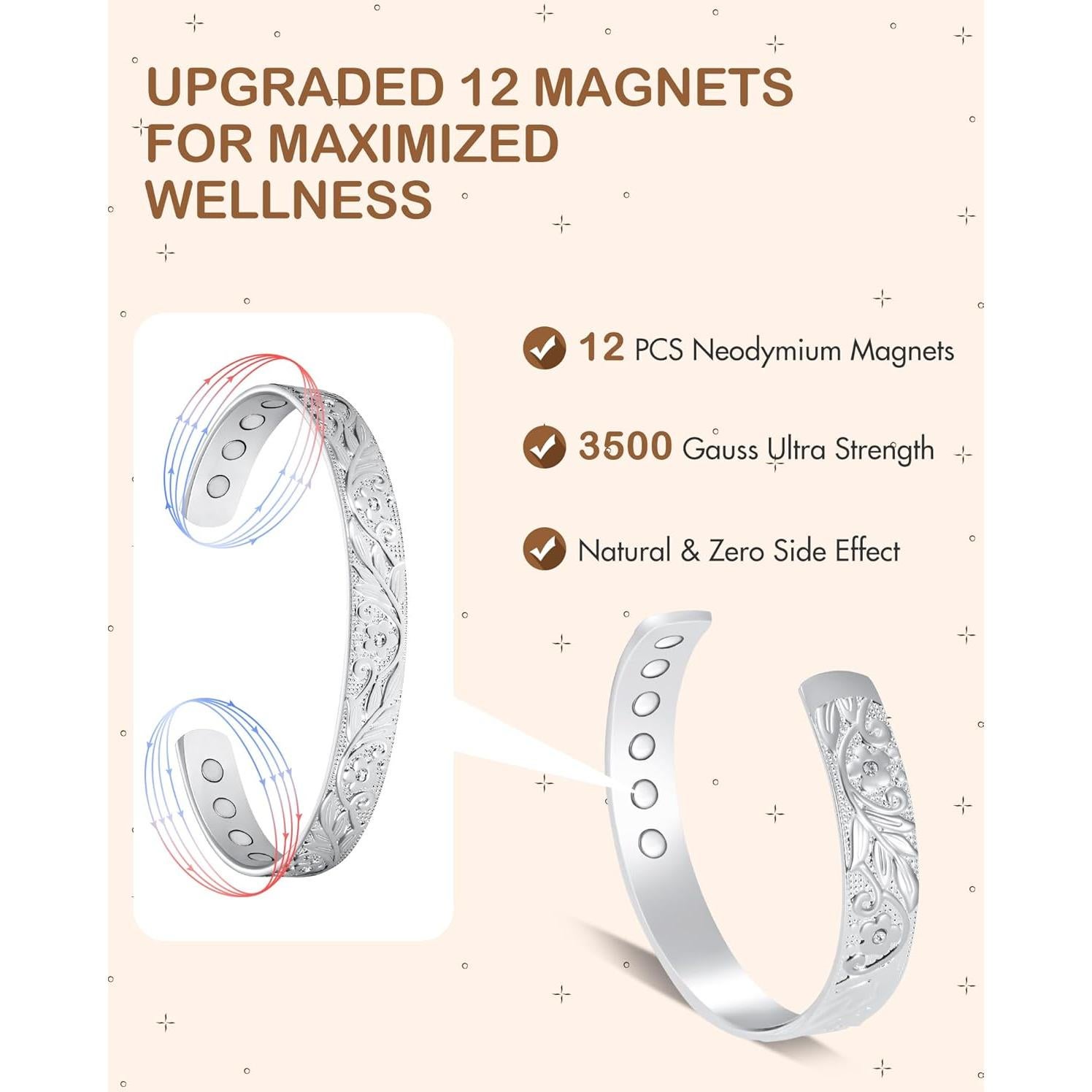 Pulsera Magnética de Cobre Feraco para Mujeres 99.99% Pura