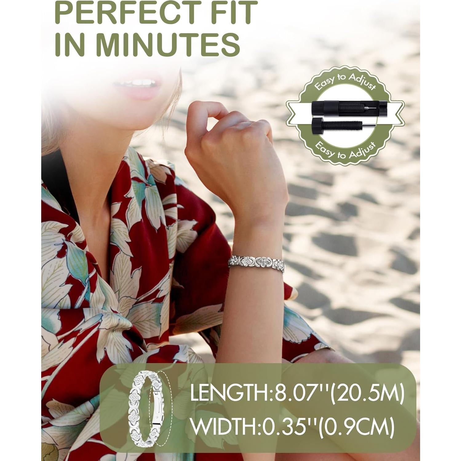 Pulsera Magnética de Cobre Feraco para Mujeres 99.99% Pura