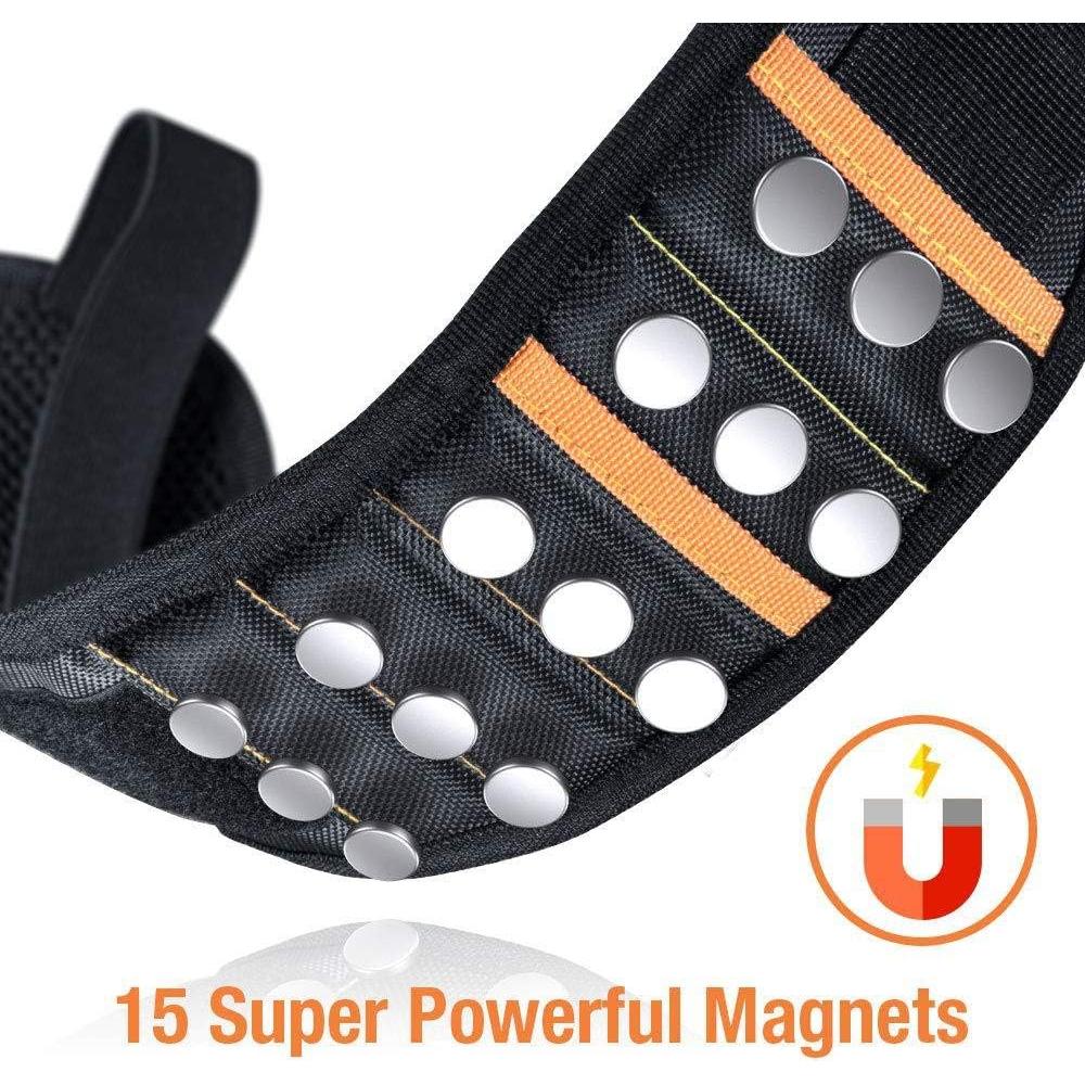 Pulsera Magnética SYTONGTONG con 15 Imanes Fuertes - Negro-naranja