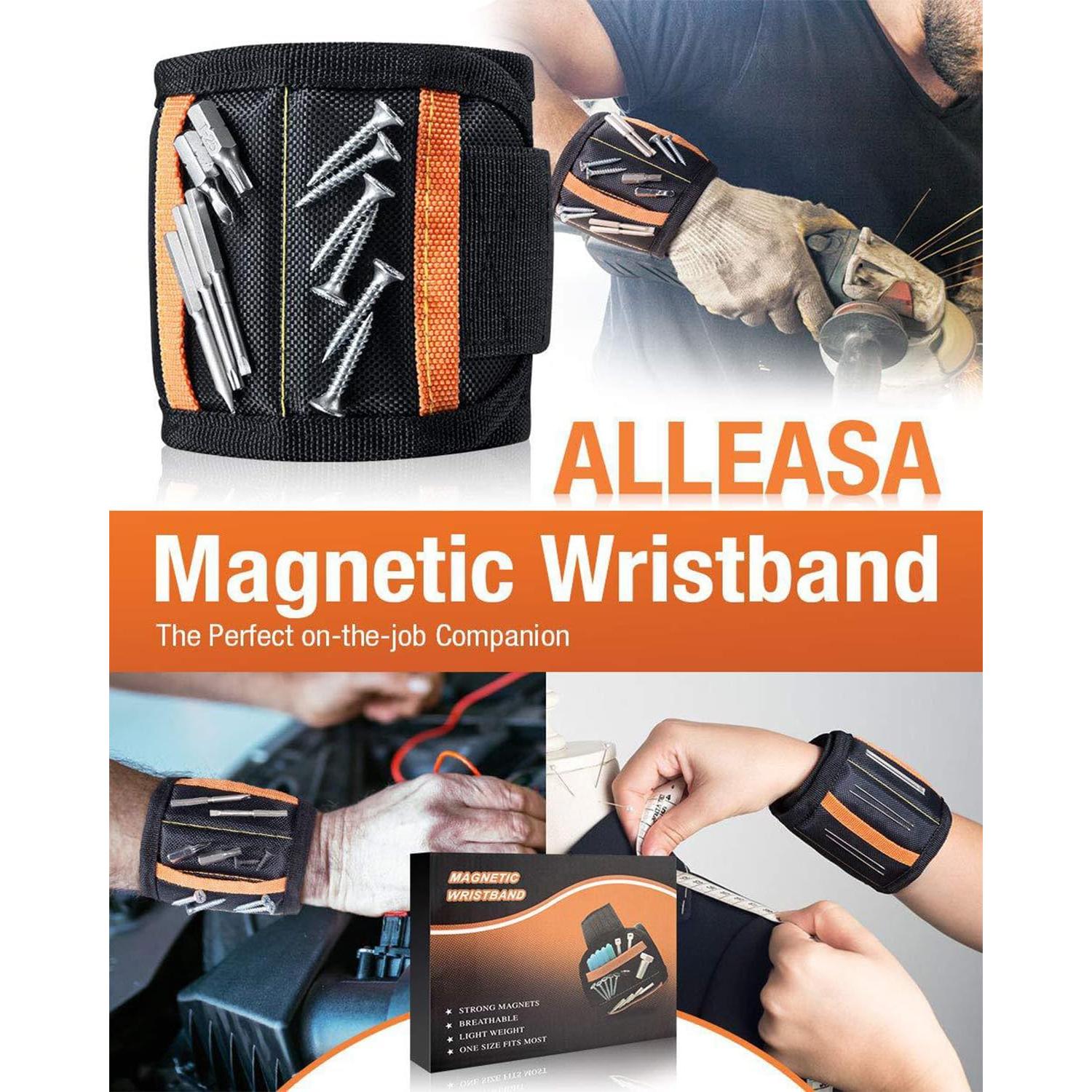 Pulsera Magnética SYTONGTONG con 15 Imanes Fuertes - Negro-naranja