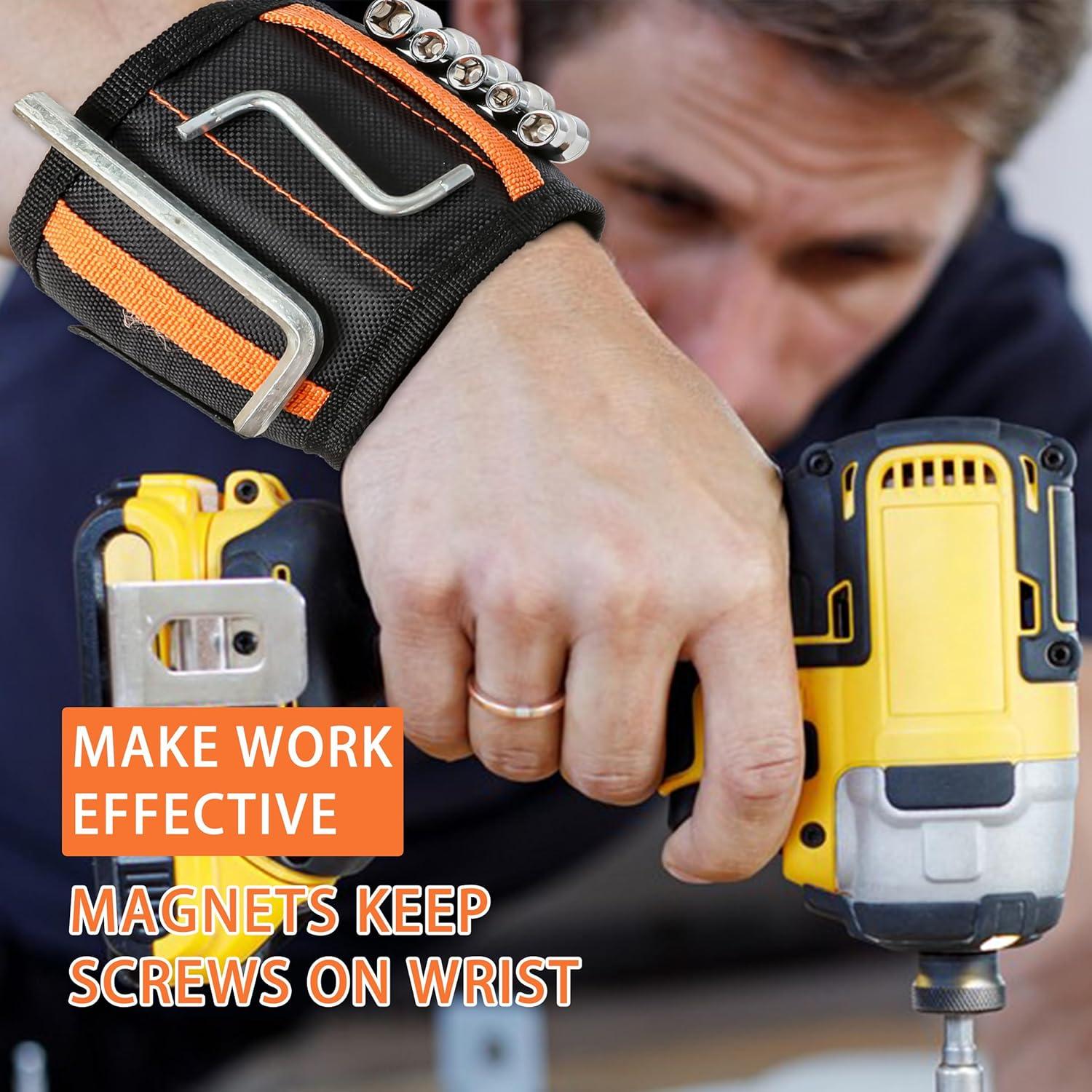 Pulsera Magnética EWPJDK para Herramientas - Ajustable, Negra