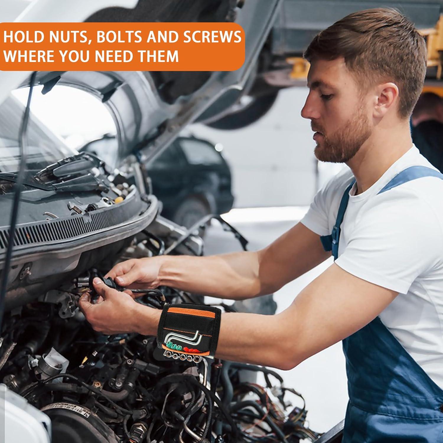 Pulsera Magnética EWPJDK para Herramientas - Ajustable, Negra