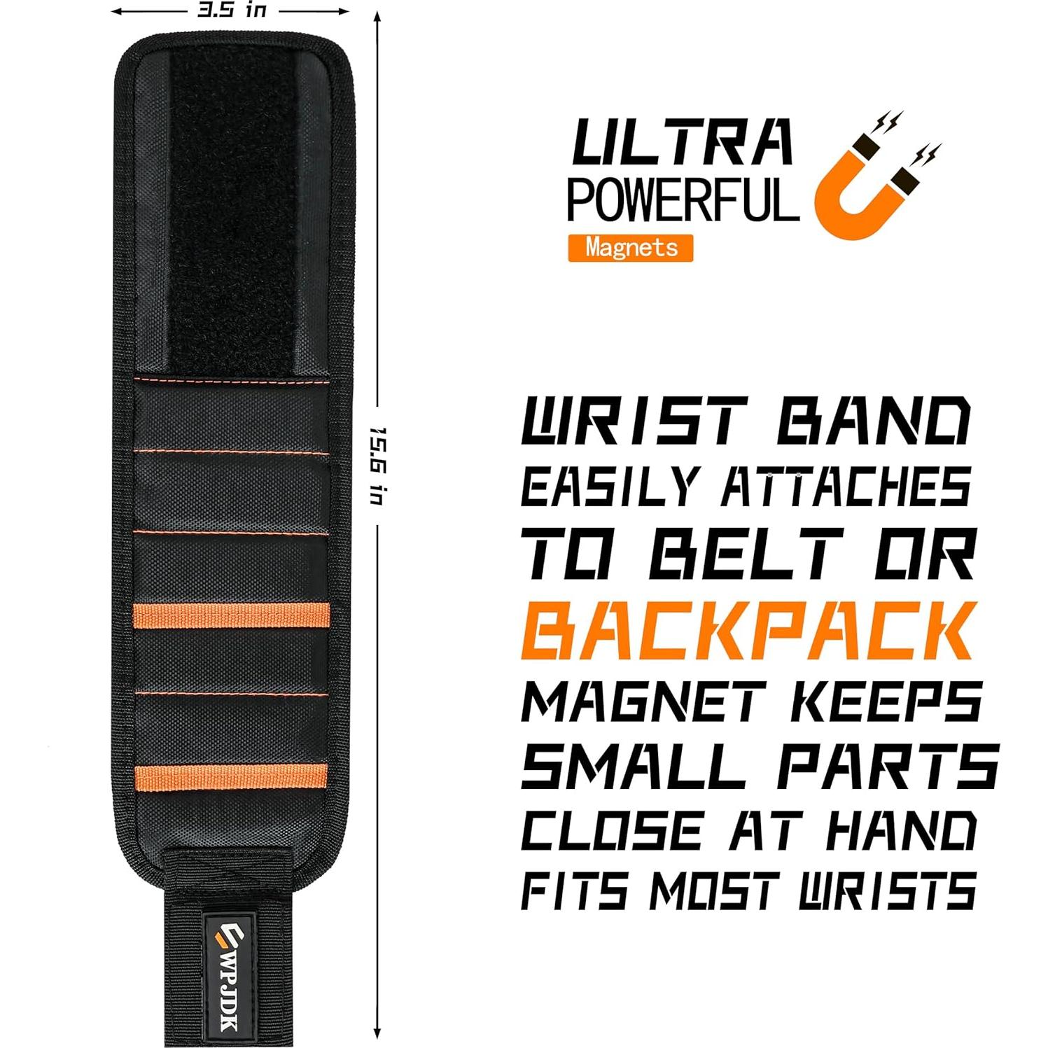 Pulsera Magnética EWPJDK para Herramientas - Ajustable, Negra