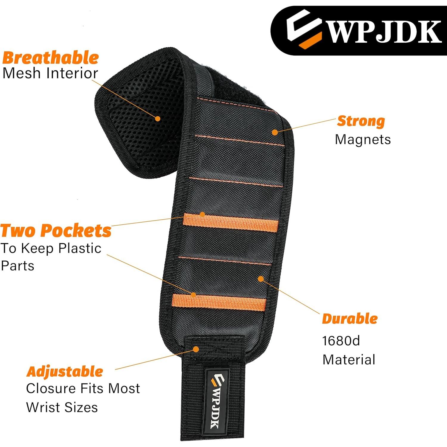 Pulsera Magnética EWPJDK para Herramientas - Ajustable, Negra