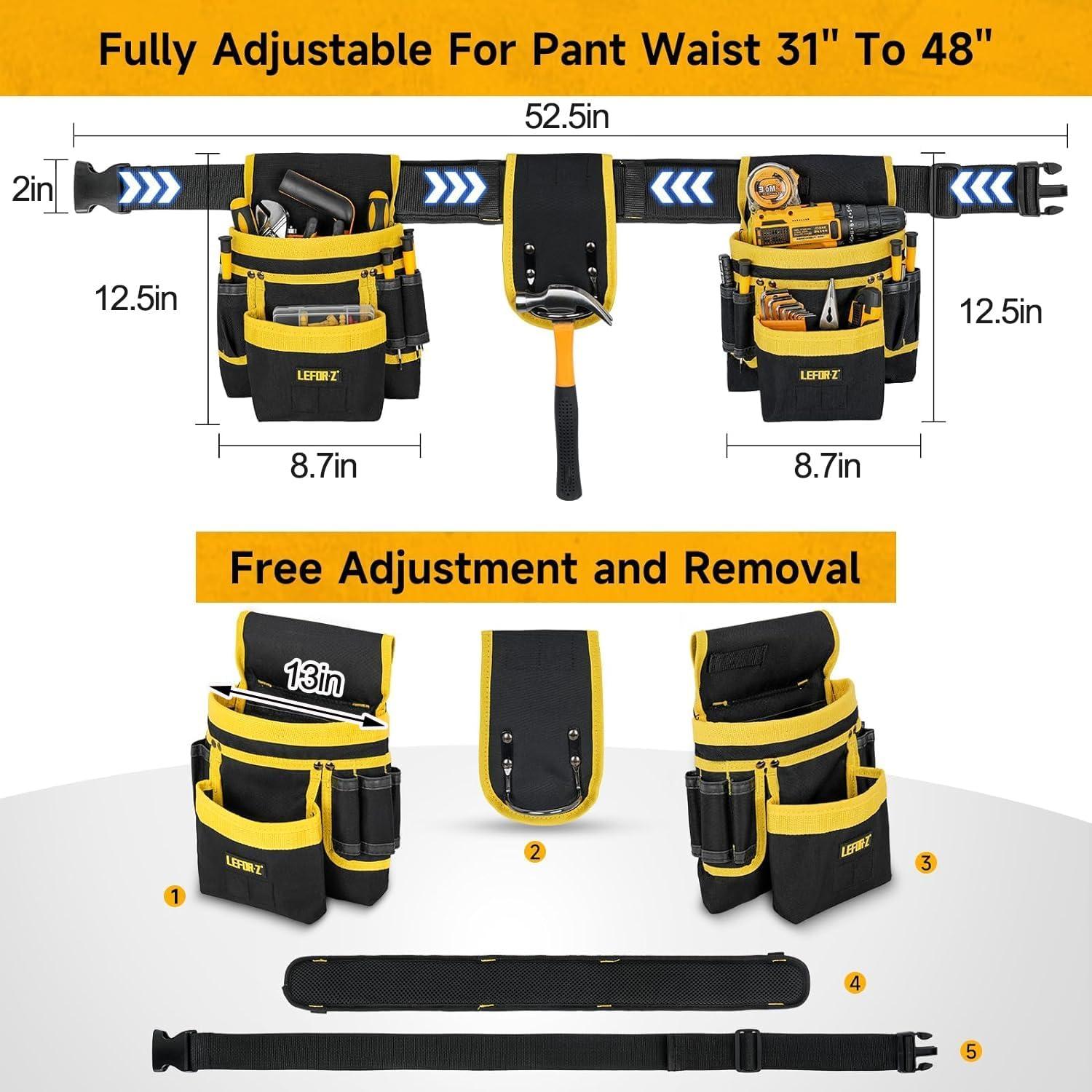 Cinturón de herramientas LEFOR·Z 27 bolsillos magnético nylon