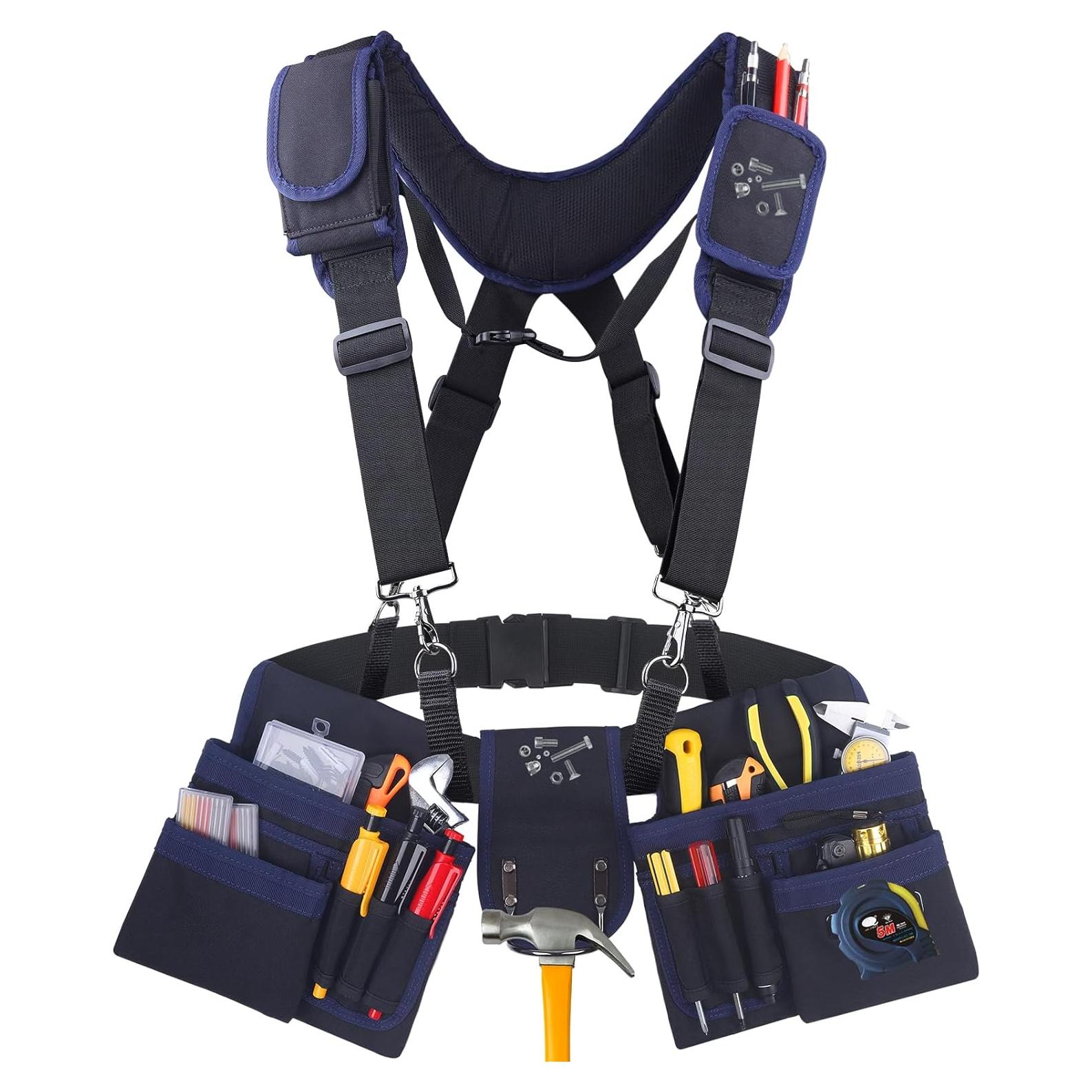 Cinturón de herramientas UMYLOV con tirantes y 24 bolsillos