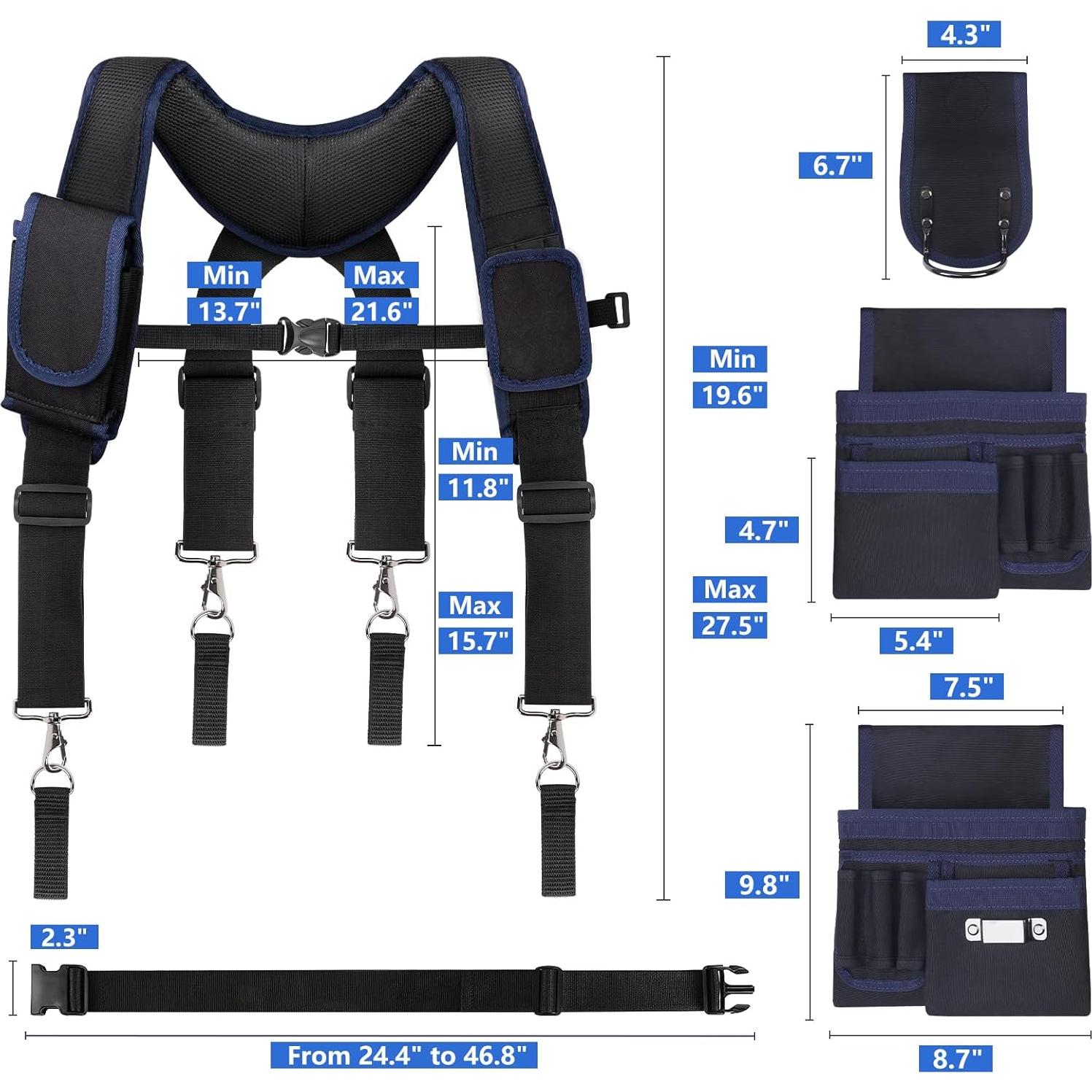 Cinturón de herramientas UMYLOV con tirantes y 24 bolsillos
