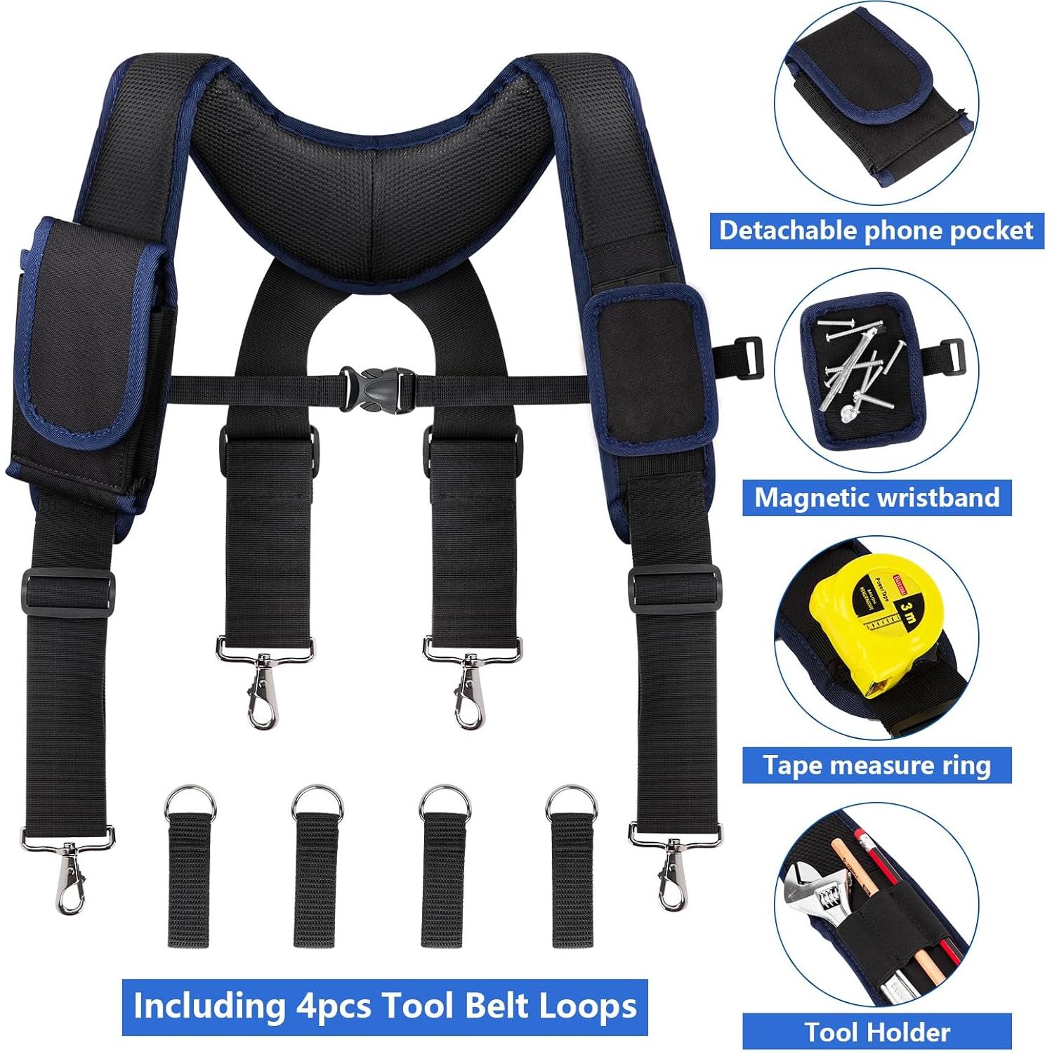 Cinturón de herramientas UMYLOV con tirantes y 24 bolsillos