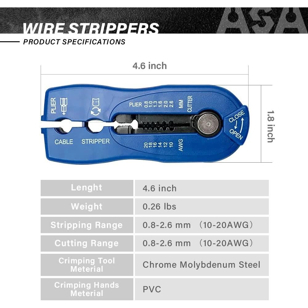 Desnudador y Cortador de Alambre ASA, Cuchilla Ajustable, 0.12 kg