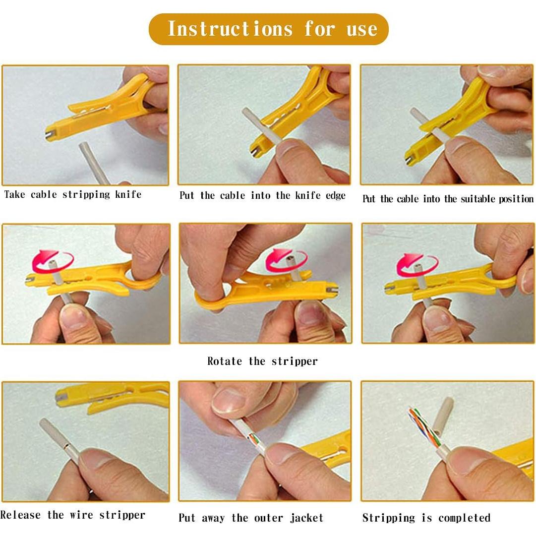 Paquete de 6 peladores de cables OLIREXD amarillos Cat5e